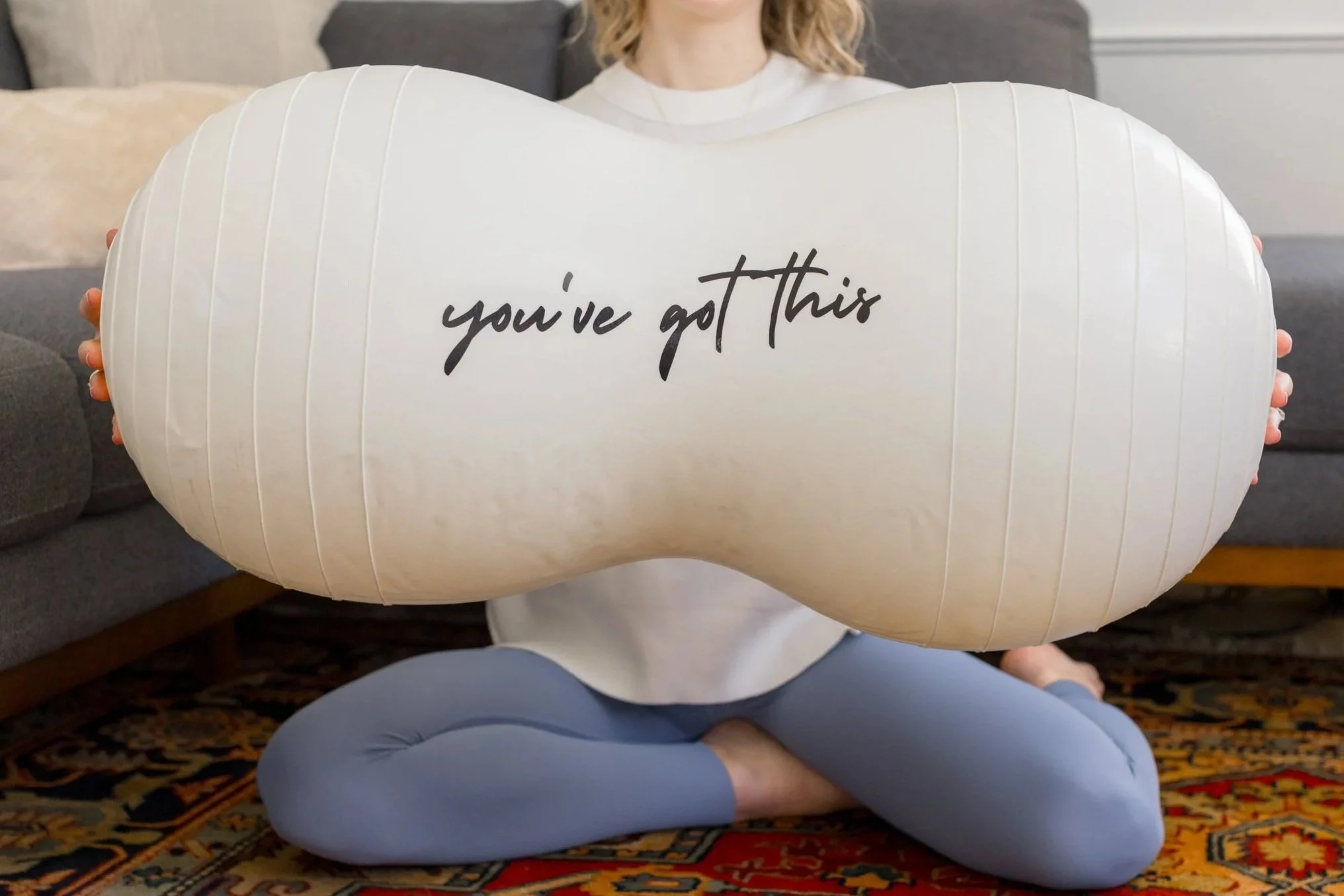 milwaukee doula holding peanut ball for birth