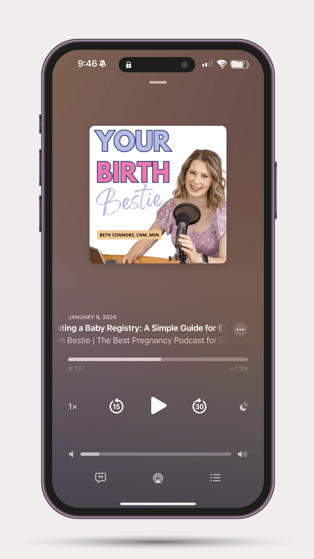 Creating a baby registry checklist podcast mockup from your birth bestie