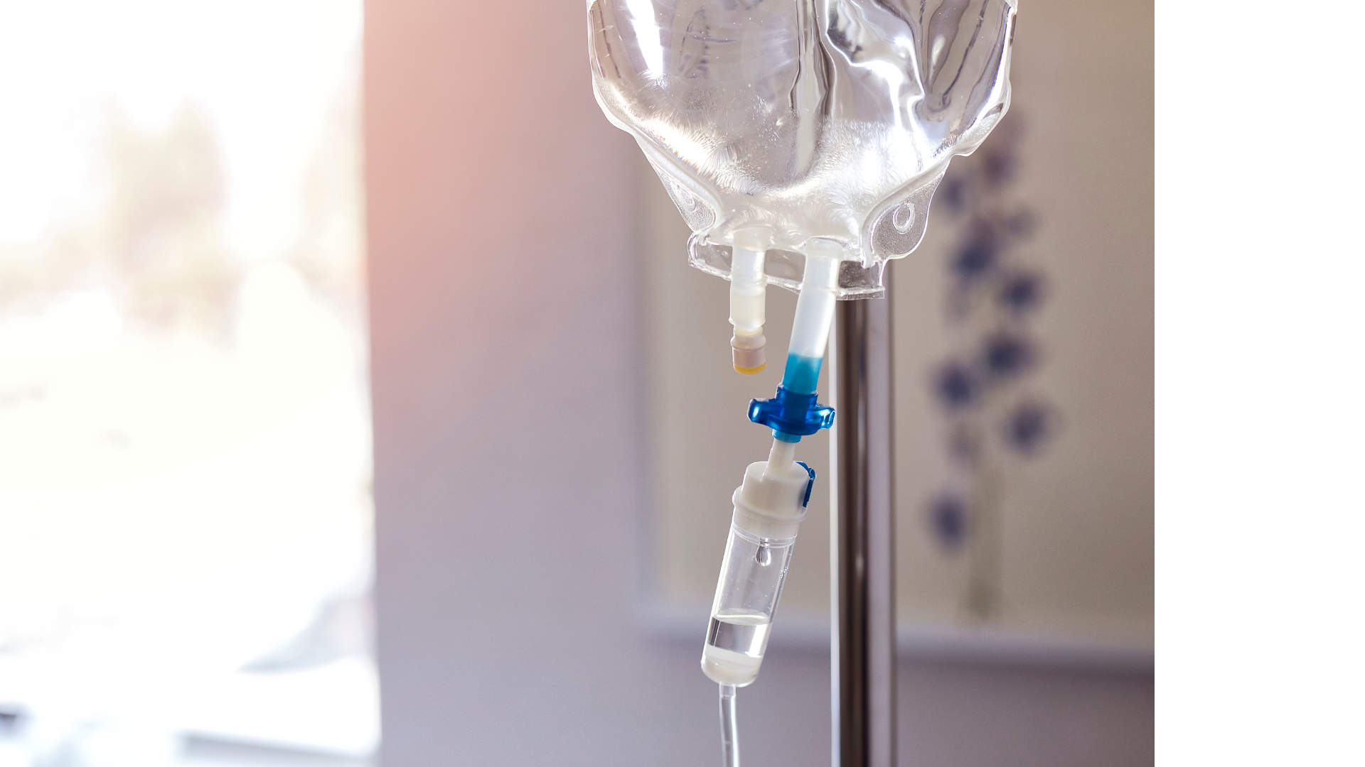 IV pole with IV antibiotics