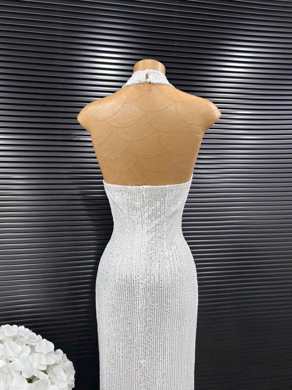 Glistening V-neck dress