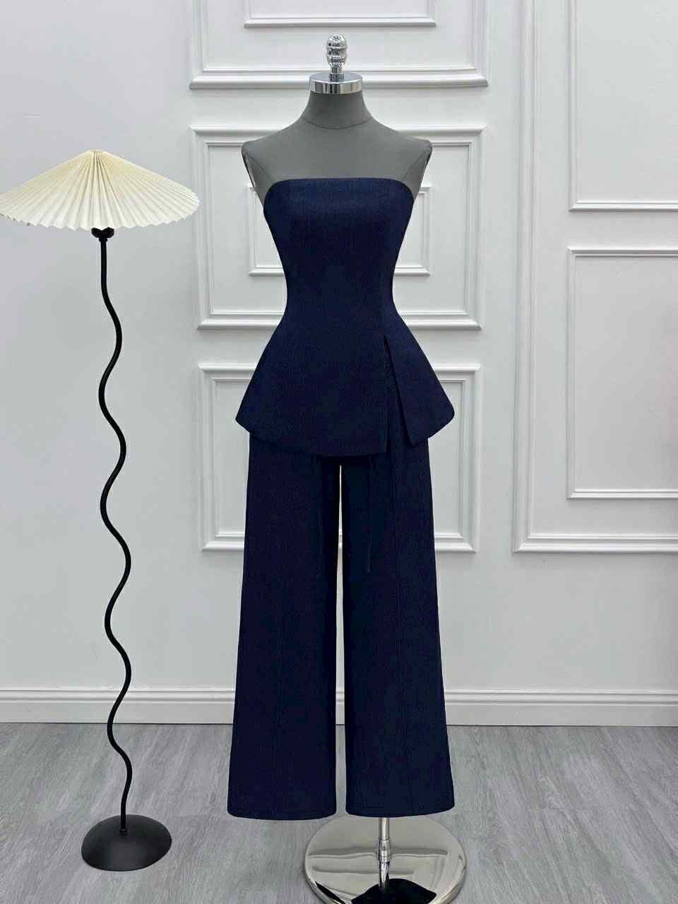 Peplum top with wide-leg pants