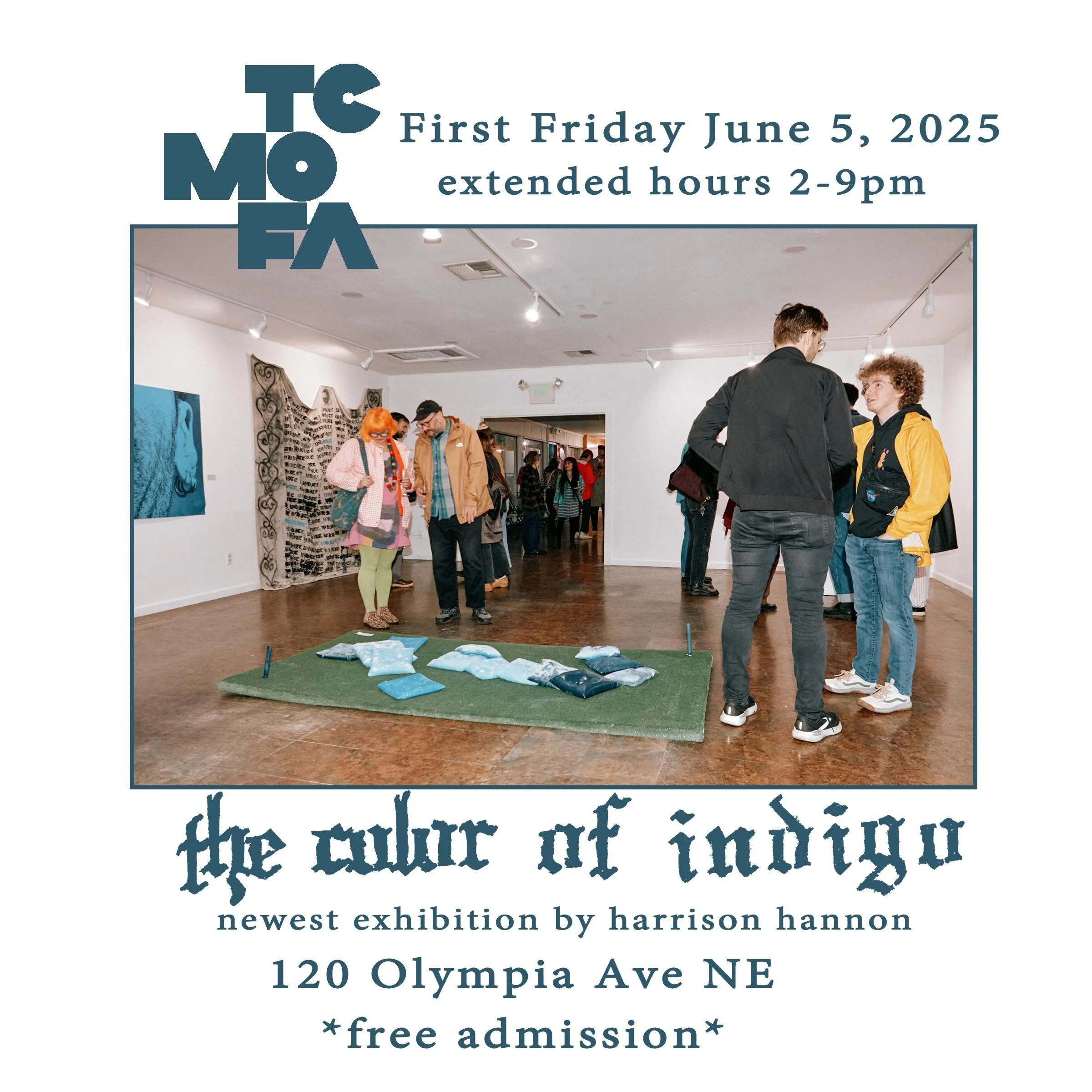 TCMOFA is open every Friday 2-7pm, Sat &amp; Sun 12-4pm, but on the first Friday we stay open even longer! Tonight, June 5th, in collaboration with Olympia First Fridays we&rsquo;re open until 9pm! It&rsquo;s a great chance to see harrison hannon&rsq
