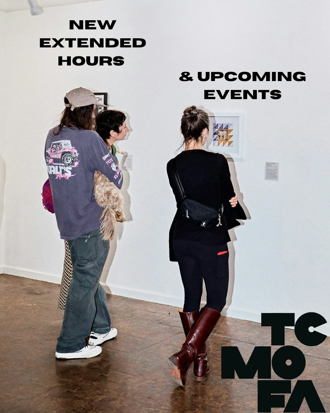 Thanks to the dedication and support of our amazing volunteers, we now have extended Fall and Winter hours, plus extra events to look forward to. 

Check it out and start planning your visit to TCMoFA!

October/November/December Open Hours:
Fridays 1