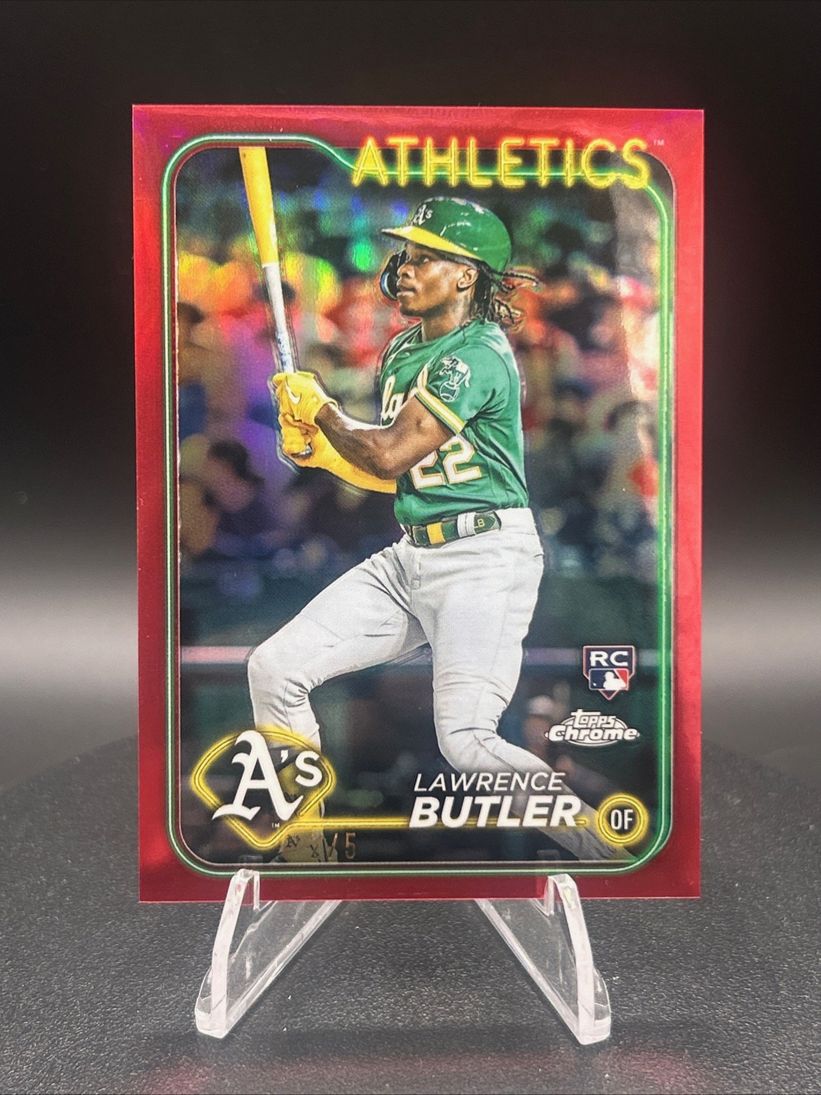 2024 Lawrence Butler Topps Chrome Rookie RC True Red Refractor /5 Oakland Athletics