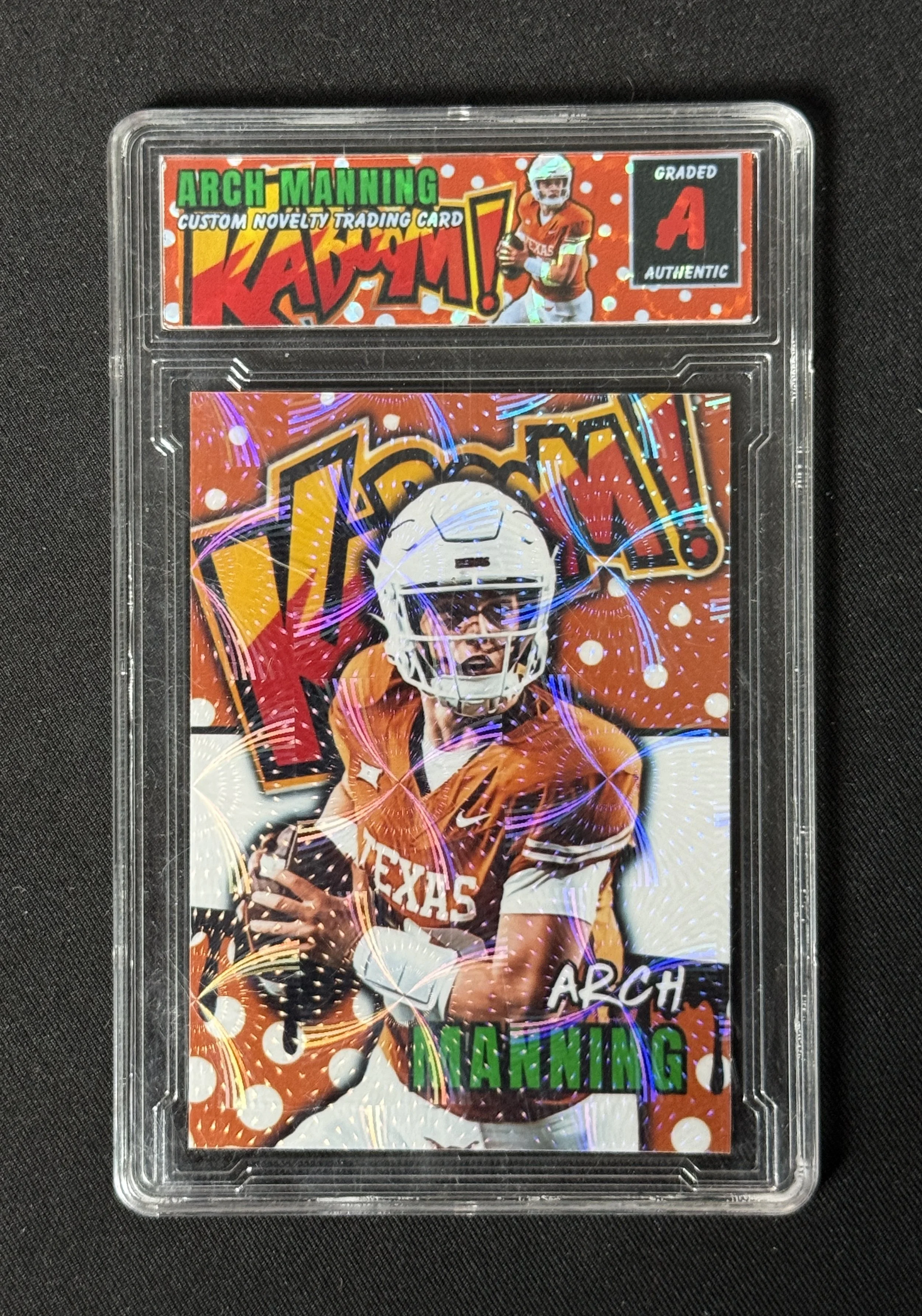 Arch Manning RazorSlabs Football Kaboom Custom Art Refractor Holo Slab RazorSlabs Auth