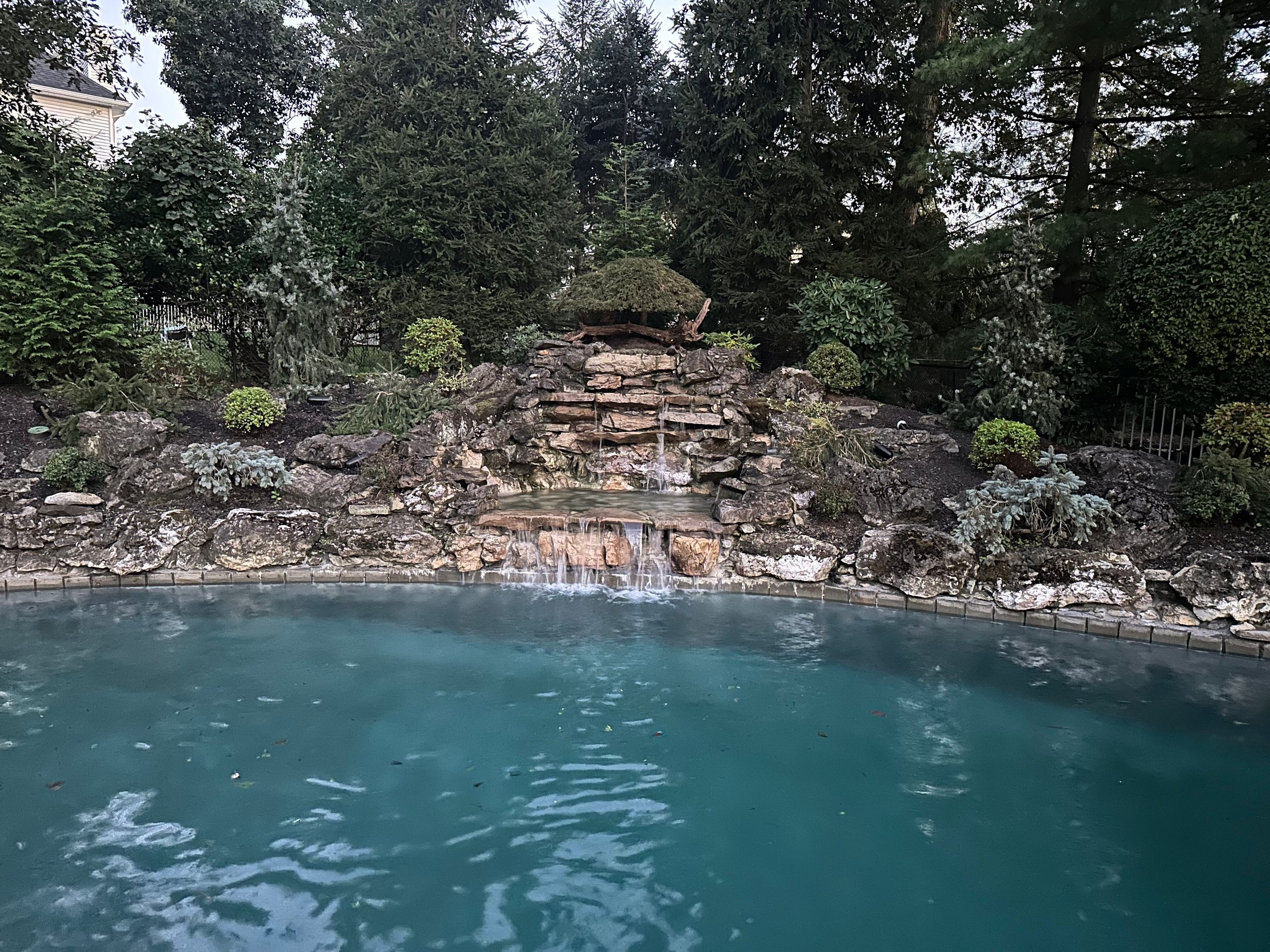 pool waterfalls and outdoor lighting montville nj