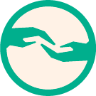 Teal interlocking hands icon