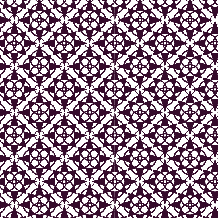 Background pattern: purple sun stars with overlapping loops