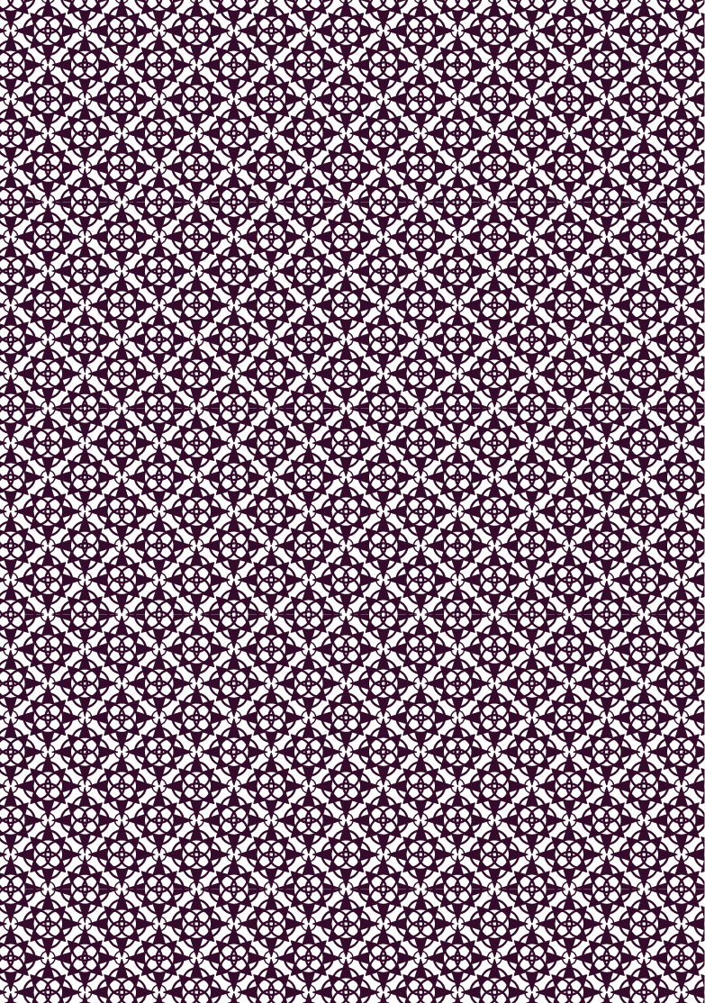 A repeating pattern of dark purple geometric shapes on a black background.