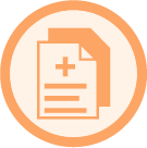 Orange medical records icon