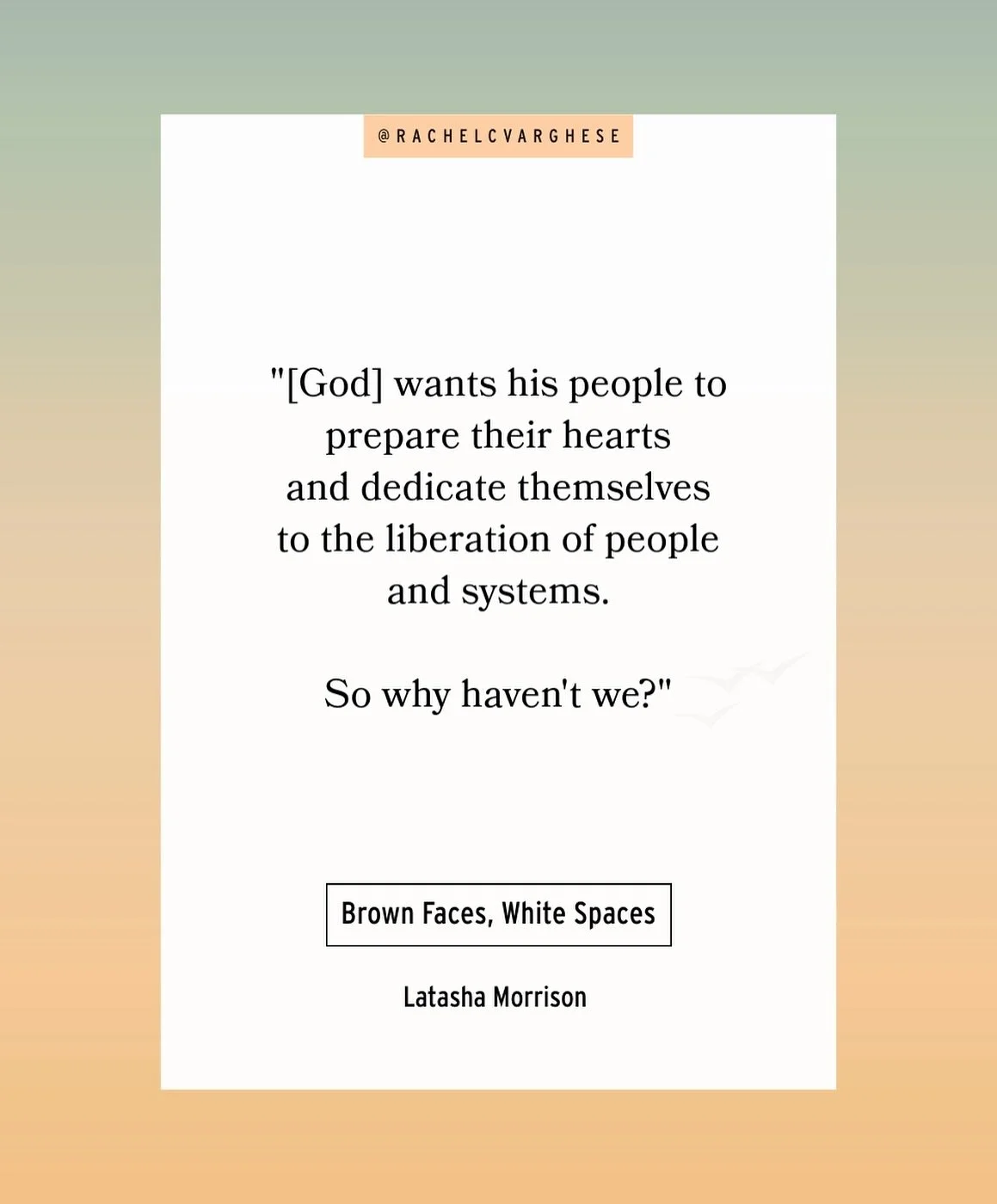 Grateful to get an ARC of Latasha Morrison&rsquo;s upcoming book, &ldquo;Brown Faces, White Spaces: Confronting Systemic Racism to Bring Healing and Restoration.&rdquo; (#Waterbrook)

Such powerful storytelling interwoven with Scripture, application,