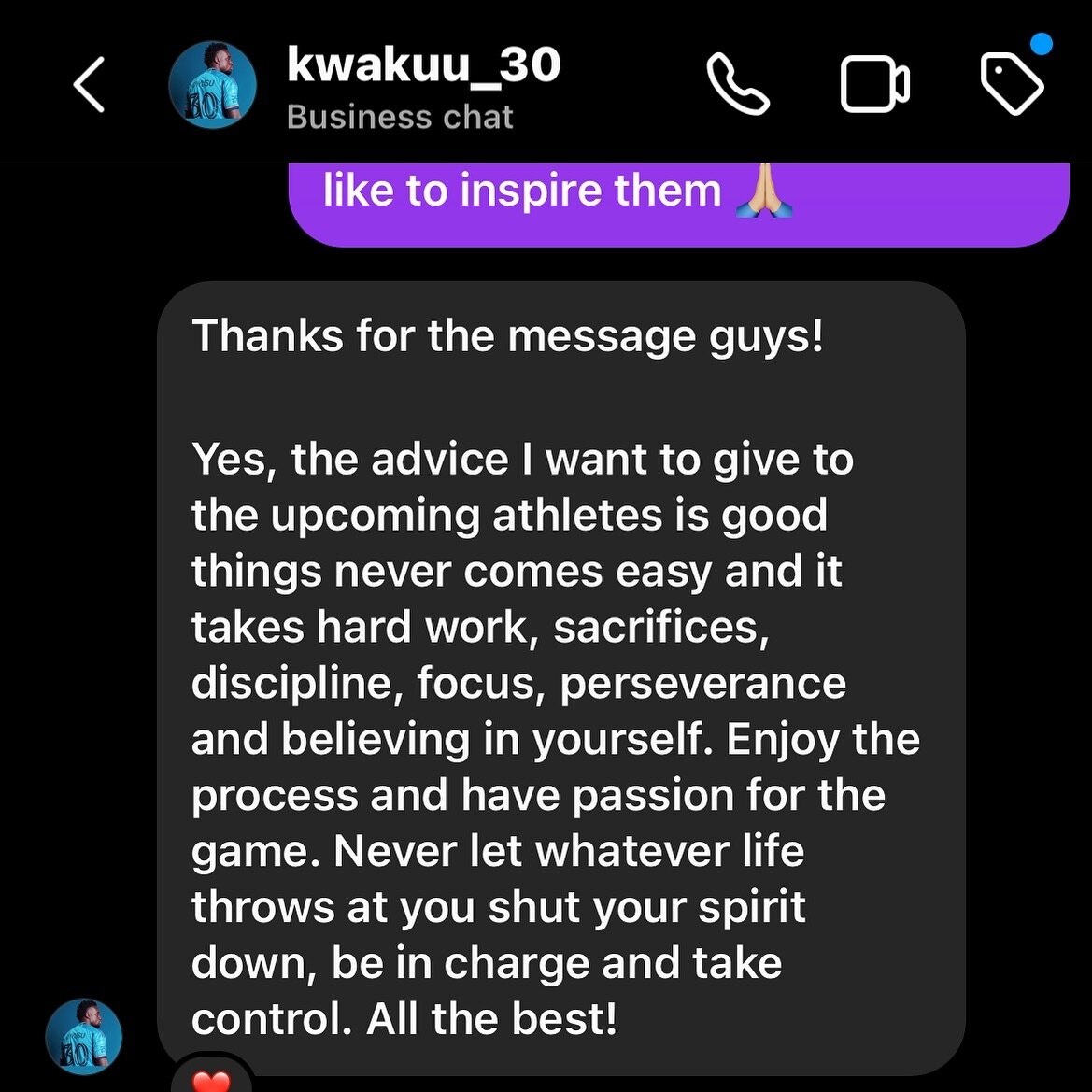 Thank you for the wise words bro @kwakuu_30 

There&rsquo;s a lot of dedication and sacrifices that are needed to make it the professional level. The best things never come easy and although there will be distractions, always remind yourself of what 