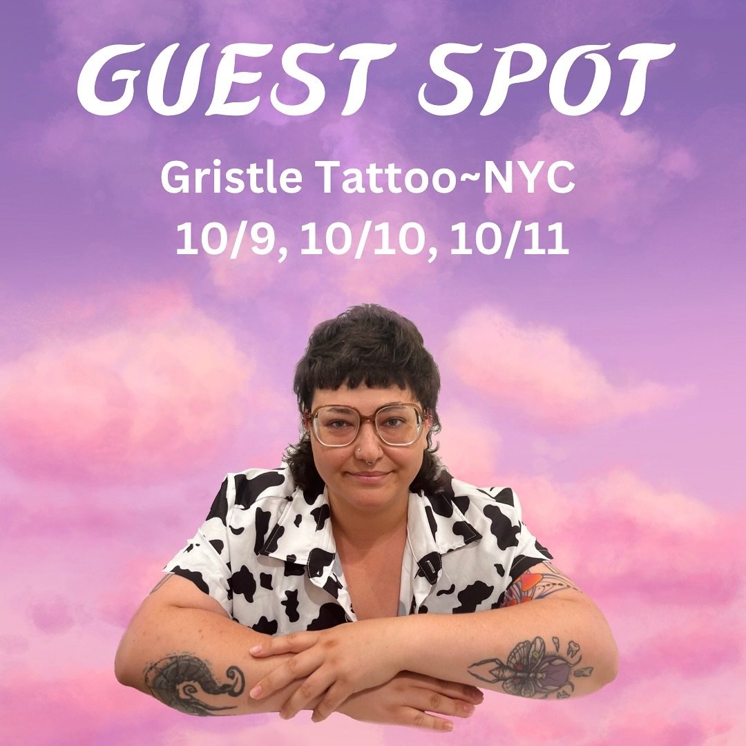 🎉Guest spot🎉
Hey all I&rsquo;m going to be doing a guest spot in NYC at @gristletattoo next month! 10/9,10/10, &amp; 10/11. Please submit an inquiry with my booking form, link in bio. I&rsquo;m super excited🌷
I&rsquo;ll be releasing some new flash