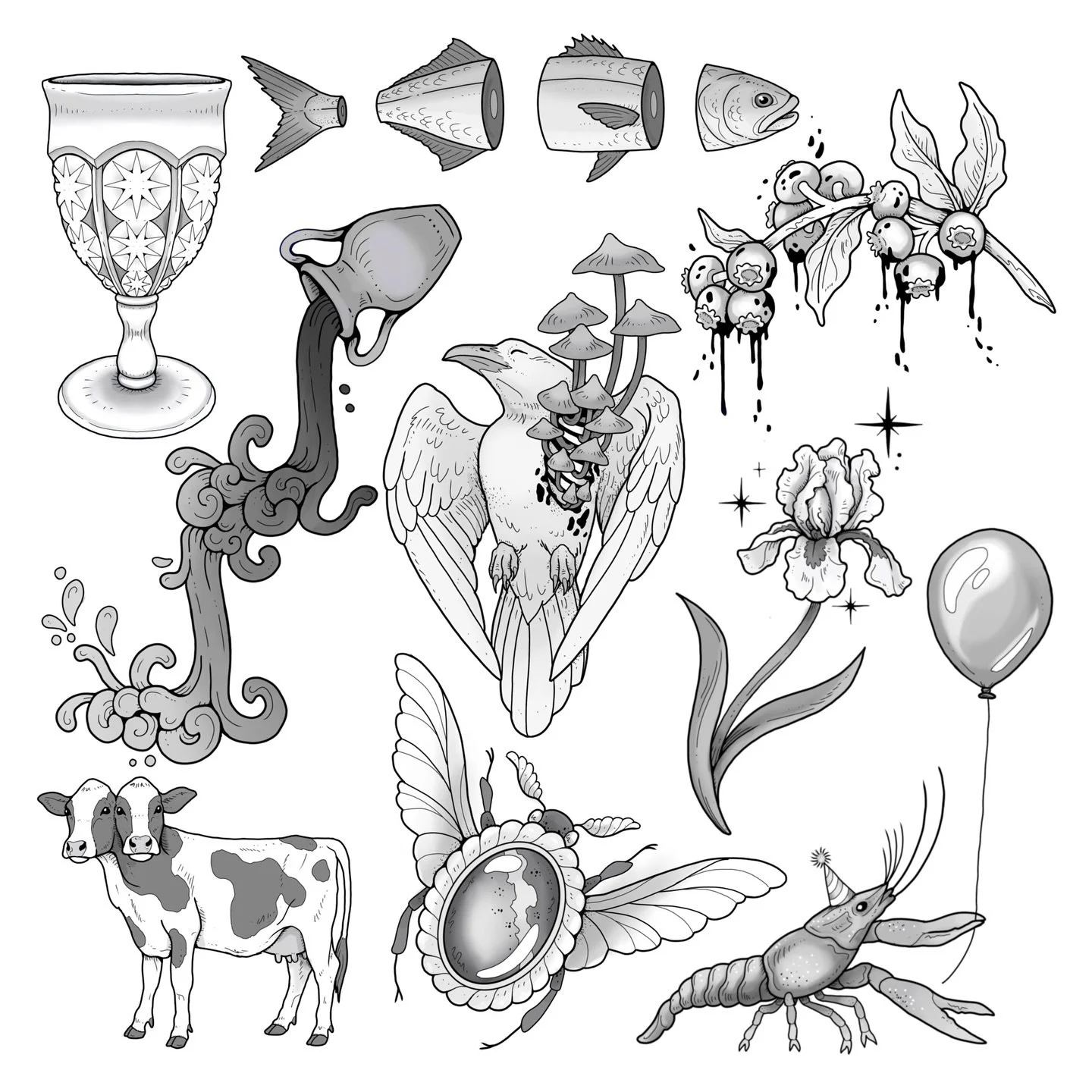 🦋Reposting Blue Flash🦋
Just a reminder I always will do color flash in black&amp;grey! Swipe to see simpler linework version and original color version. Always open to variations!
NYC 10/9-10/11 @gristletattoo 
Books are open- link in bio 🐟
.
.
.
