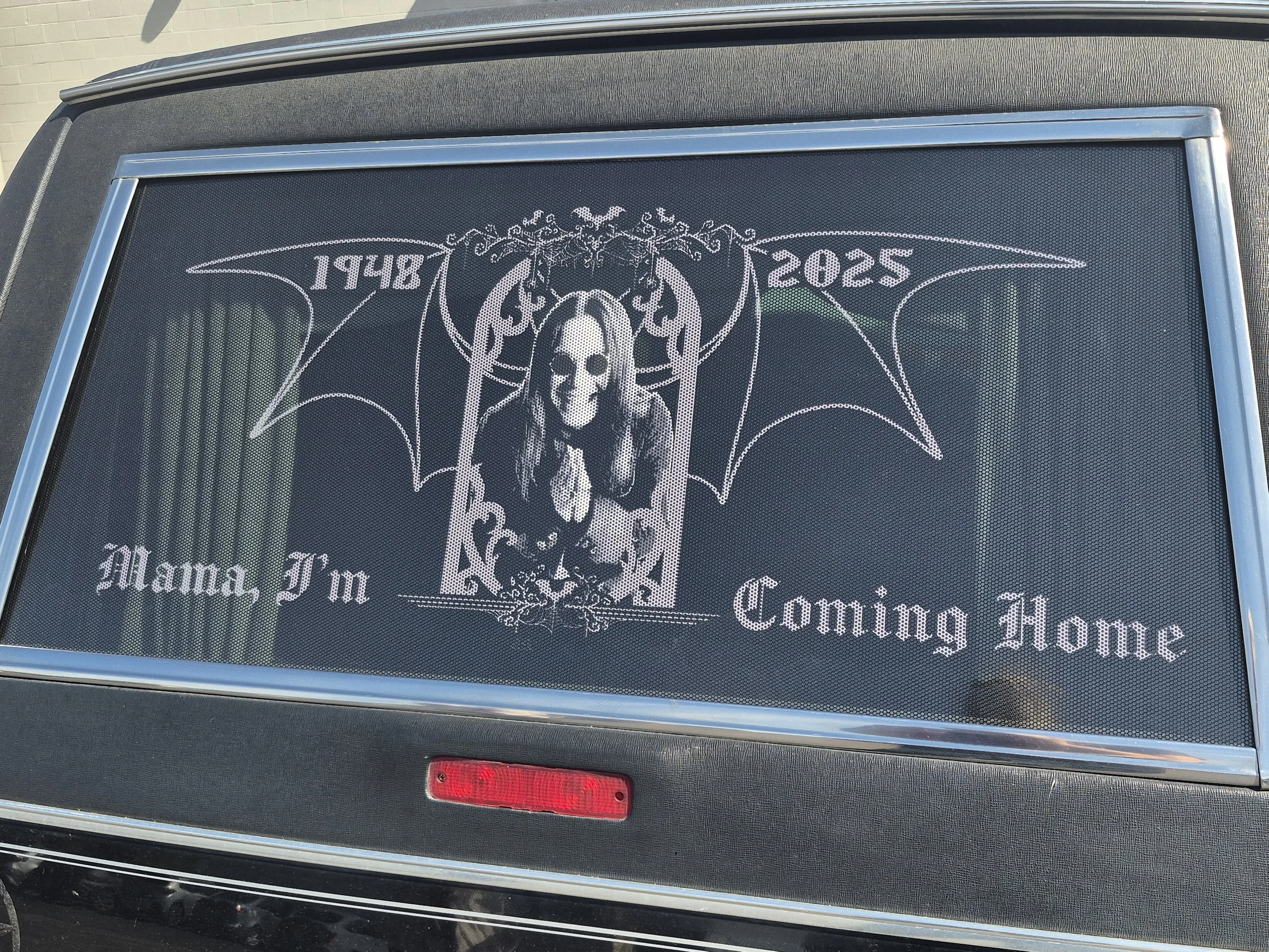 My coworker and I collaborated heavily to create a design we thought fitting for the prince of darkness.  The customer in the end decided to only have the applications in the windows and not on the body, so we had to rework our design heavily to fit 
