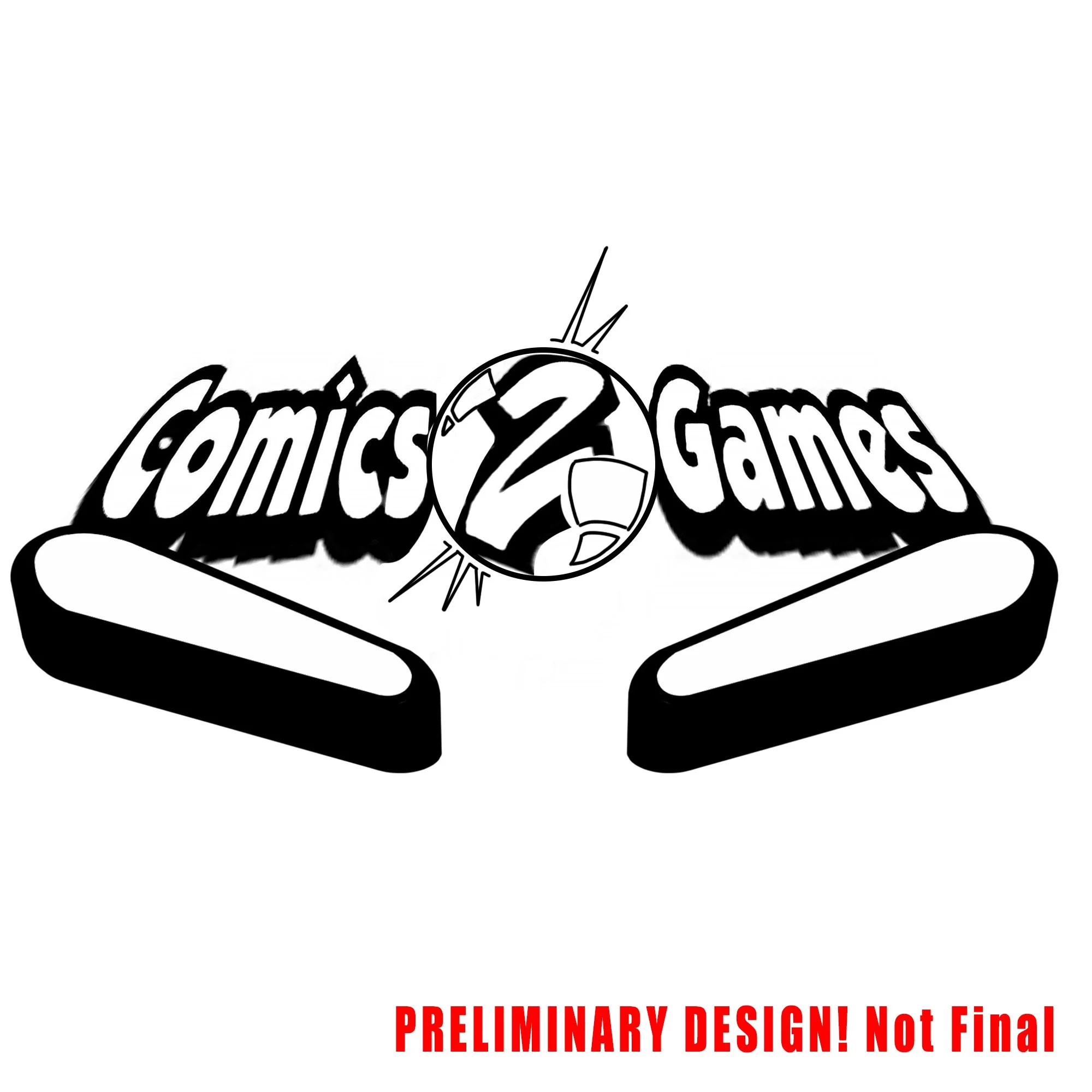 A whole series of logos/T-shirt designs made for a local comic shop I frequent!  Worked with the owner and his wife to get a design that integrated pinball into their existing logo