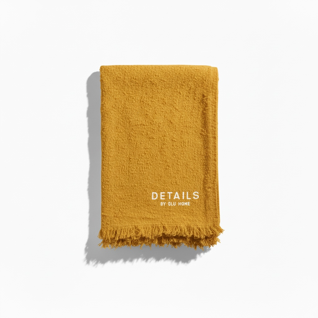 BY OLU HOME Throw Blanket Mustard