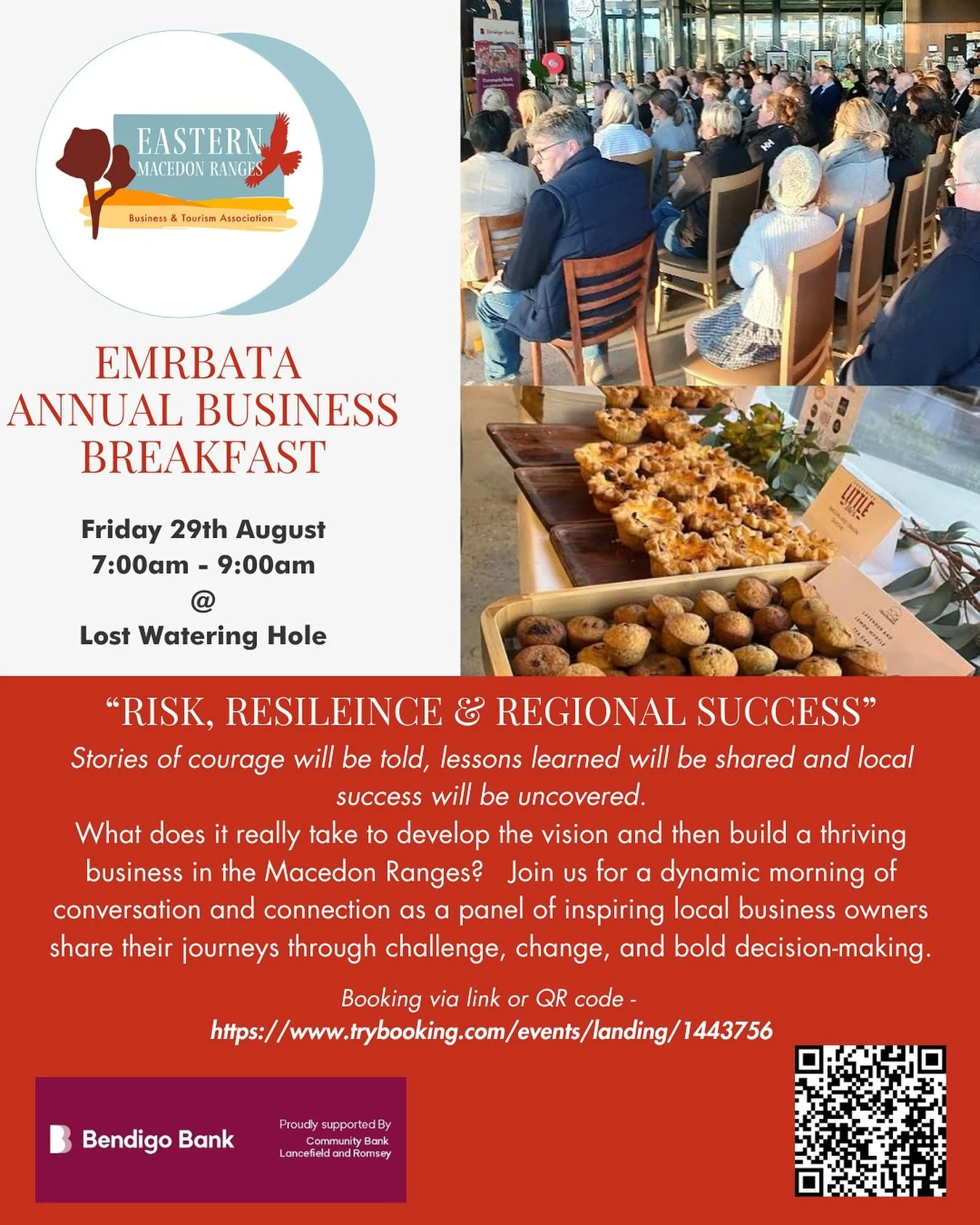 Our colleagues at @easternmacedonranges have invited everyone to their annual business breakfast on August 29th.

Please see all the time and location details and the booking link on this tile, and be sure to follow the Eastern Macedon Ranges Busines
