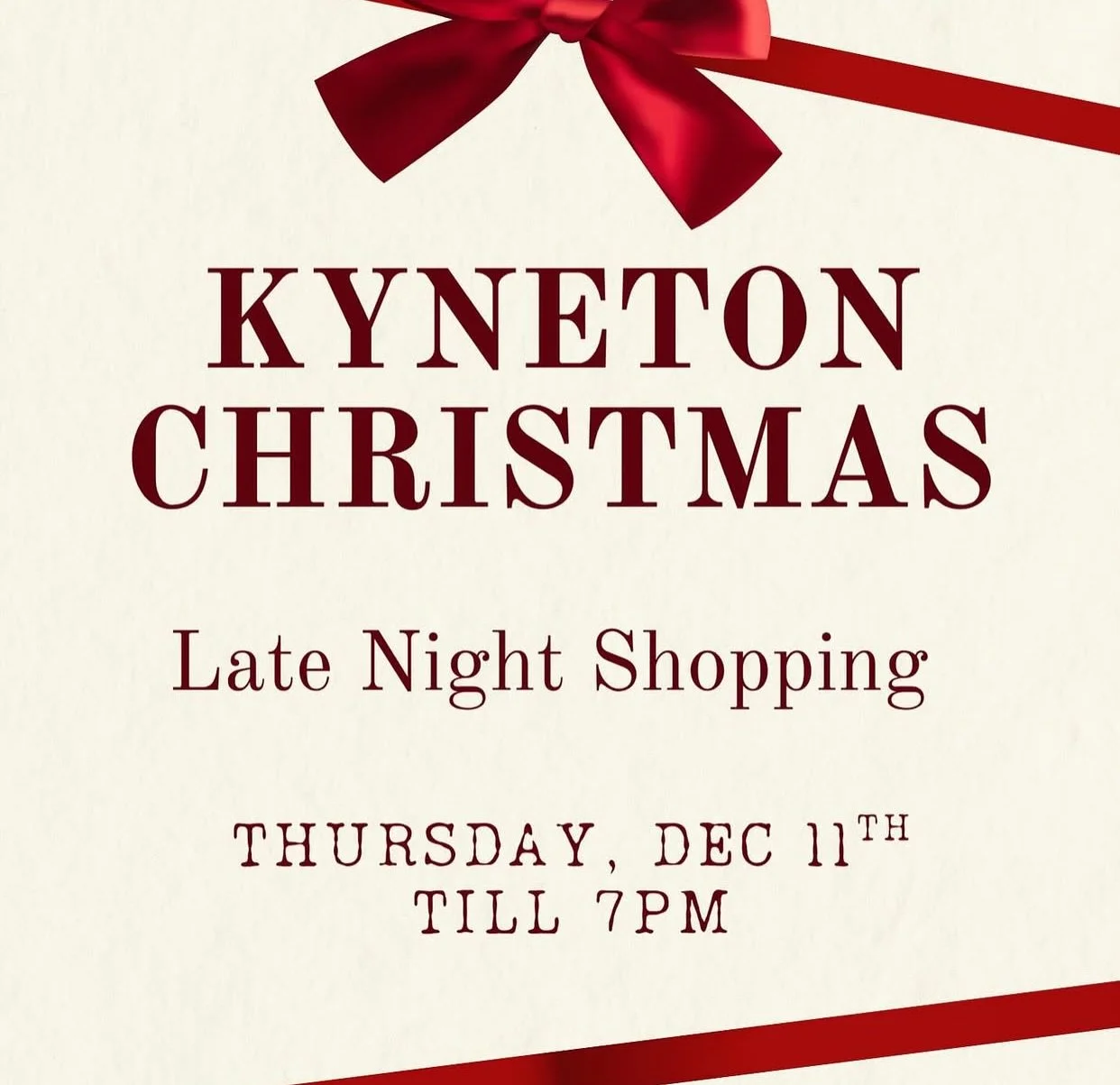 Want more information on this initiative so you can join in? Do you have a store or venue with a special, a prize or a tipple on offer for this 🎄Thurs night? If so please tag @kynetonchristmaslateshopping for a share in stories. 

Grab your friends 