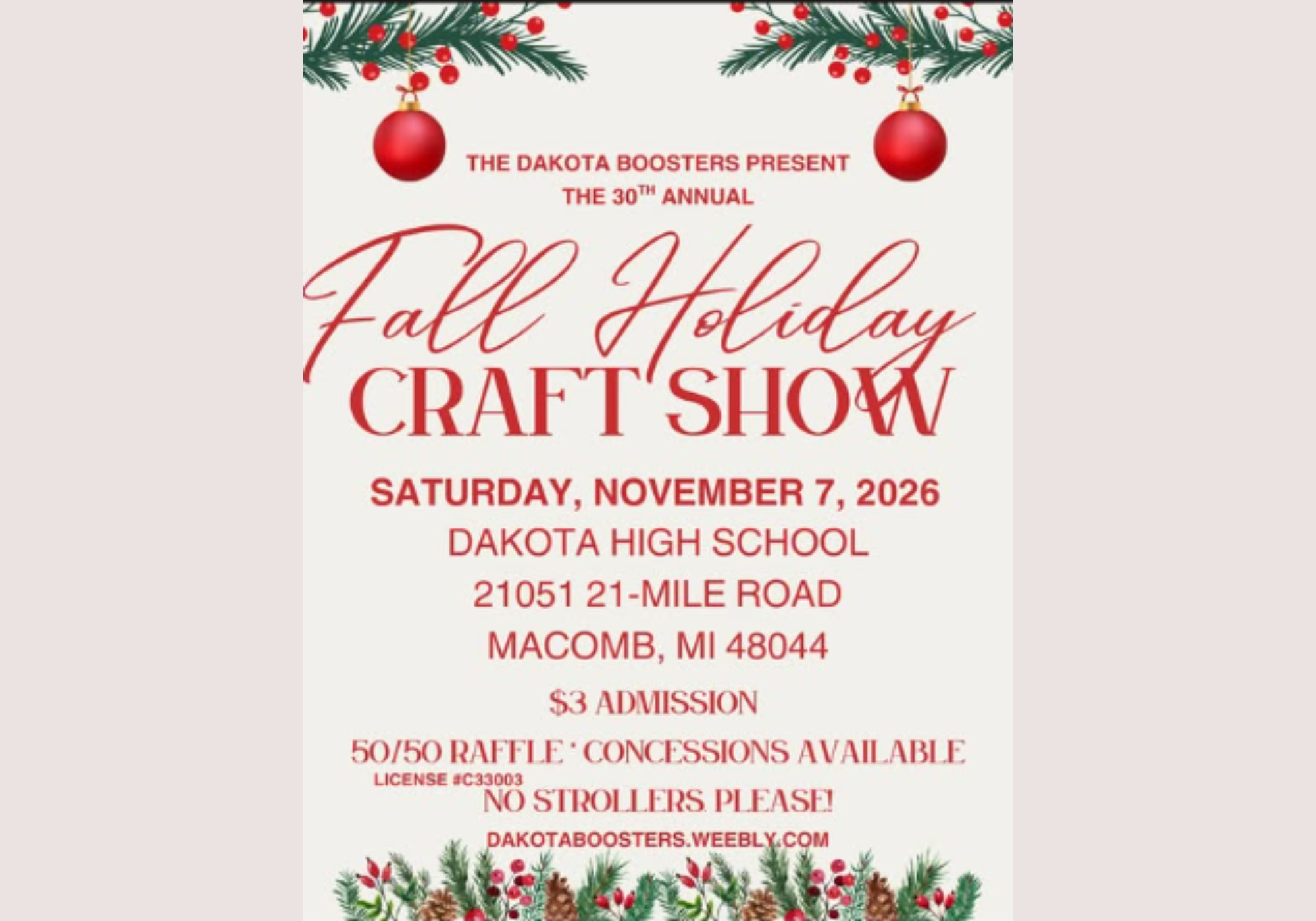 Fall Holiday Craft Show - Dakota Boosters 