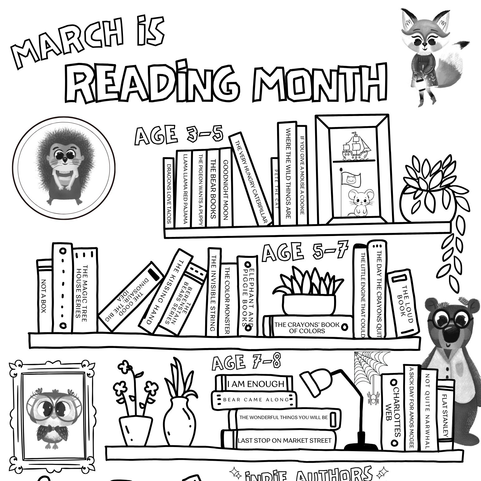FREE Book Tracker and Coloring Page
