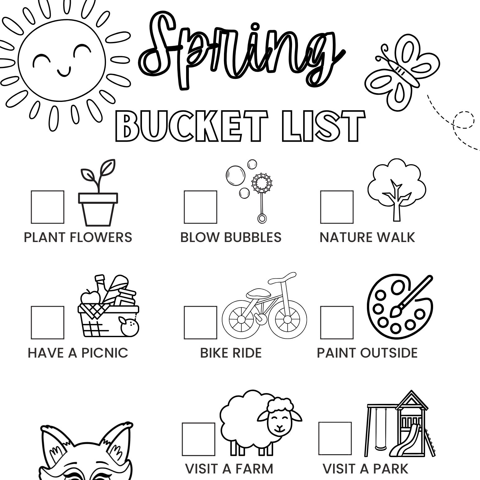 FREE Spring Bucket List and Coloring Page