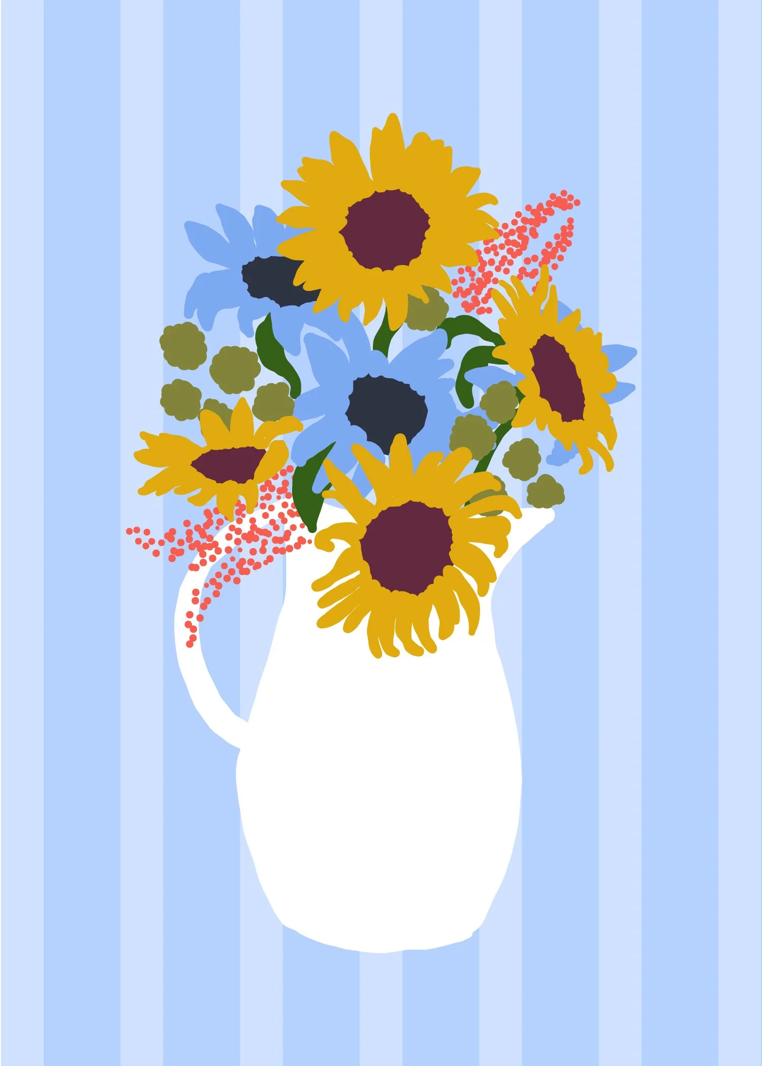 Pitcher of daisies and wildflowers blue stripes 01 Artboard 1.jpg