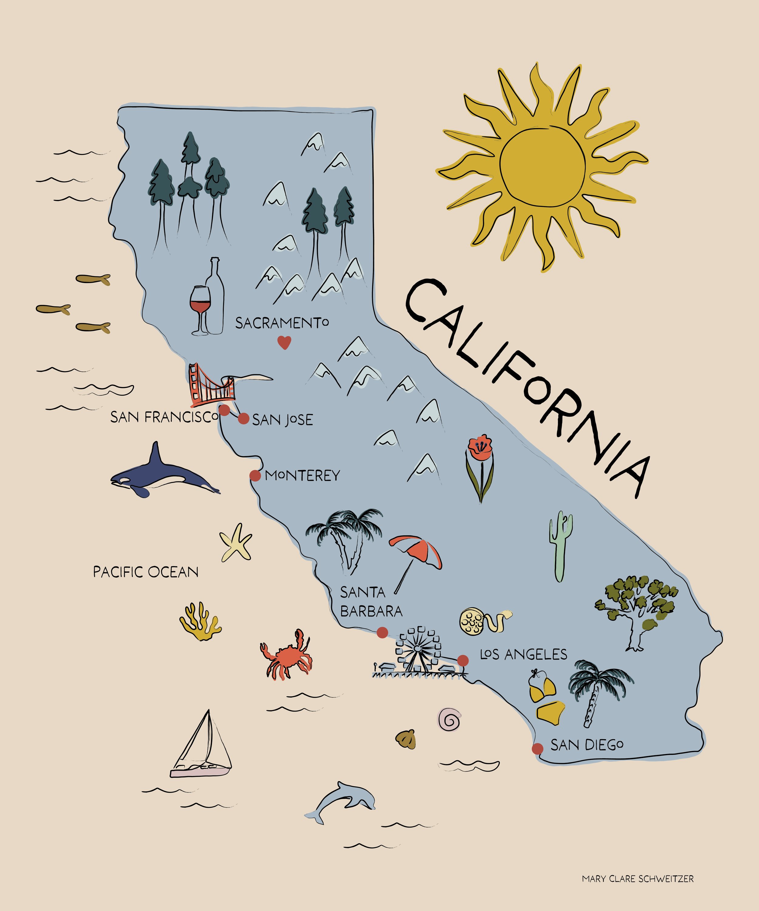 California Illustrated Colored Map Mary Clare Schweitzer 01 Artboard 1.jpg