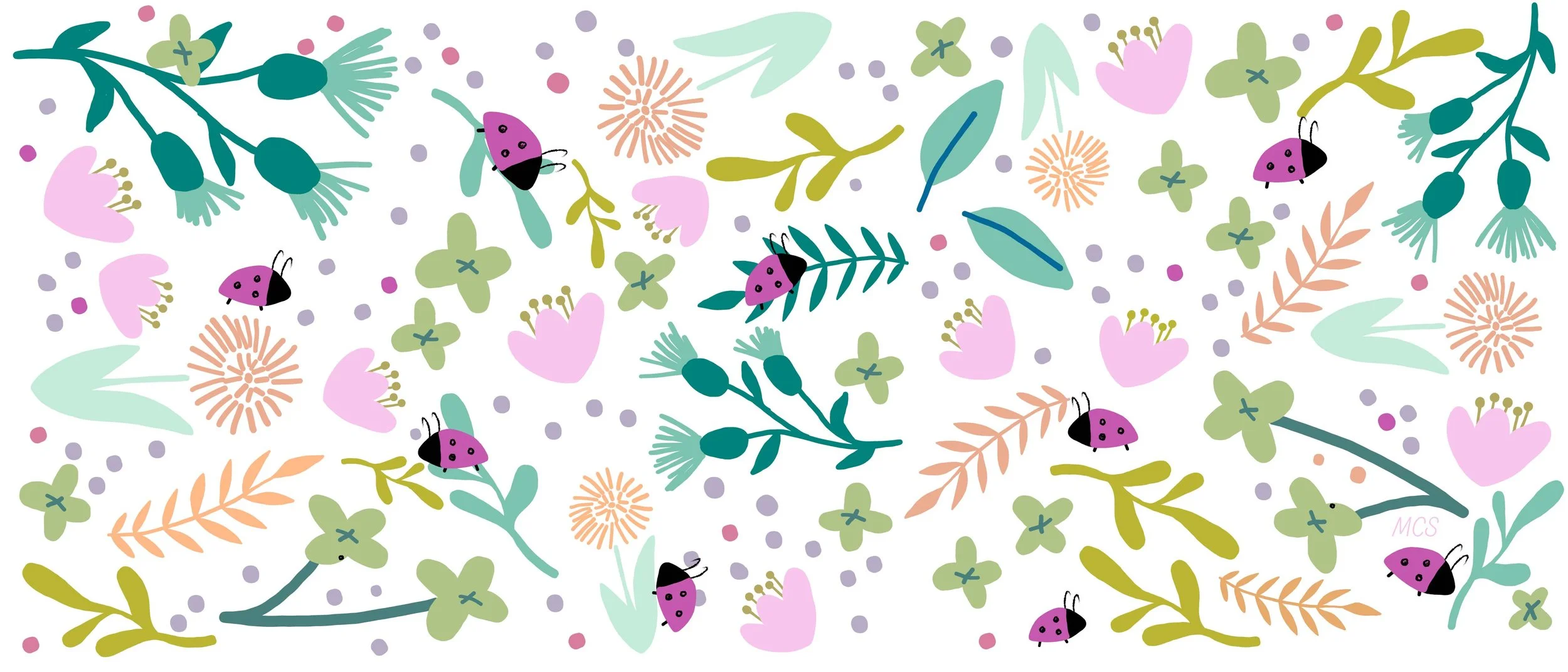 Lady Bug Nature Horizontal Artwork Collage Surface Pattern Design White Background 01 Artboard 1.jpg