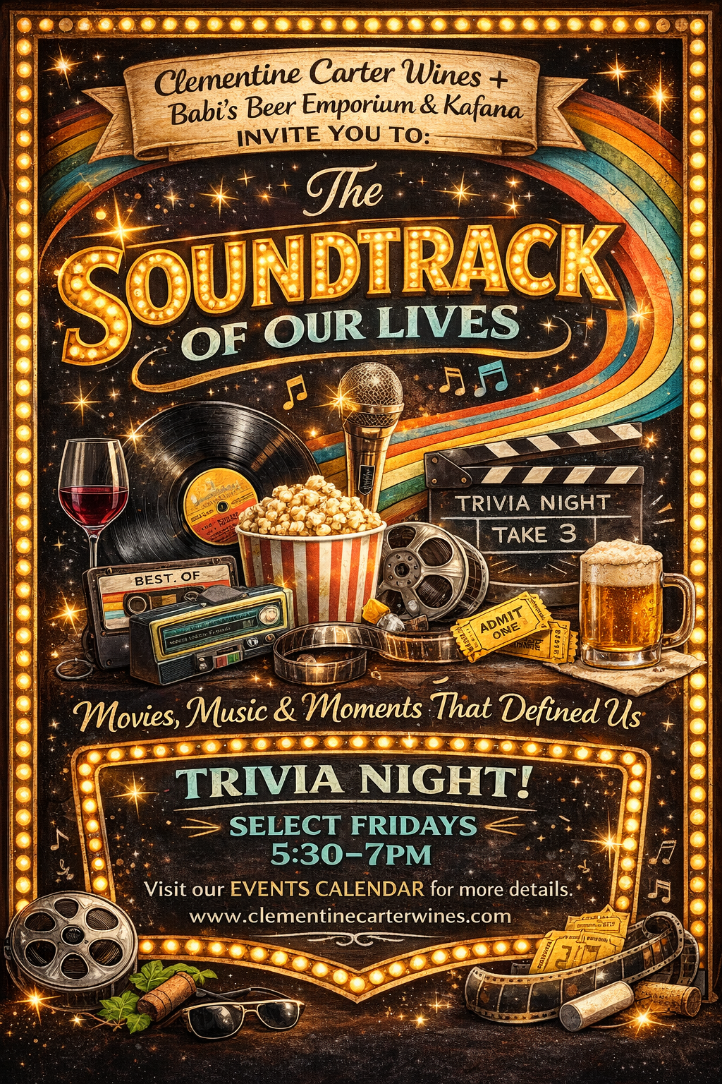 🎶🍷 Think Fast, Sip Slow trivia night! The Soundtrack of Our Lives