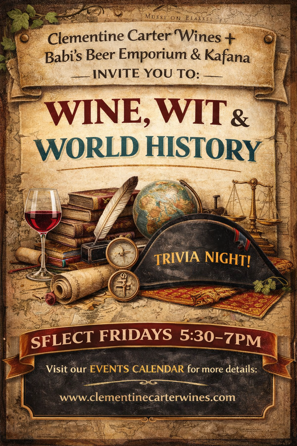 📚🍷 Think Fast, Sip Slow Trivia Night! Wine, Wit, & Word History