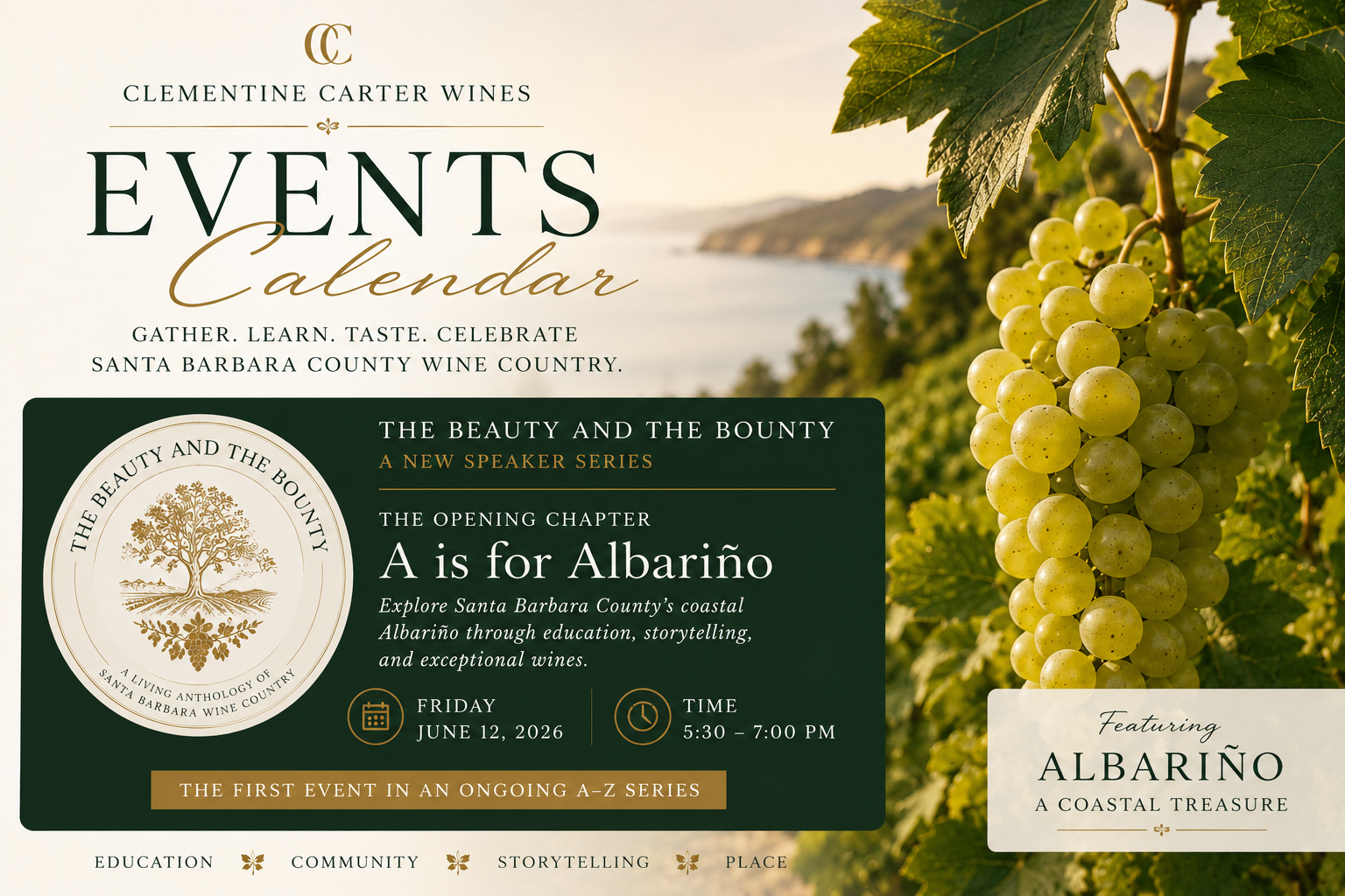 The Inaugural Pour In Our Newest Concept: The Beauty And The Bounty - A is for Albariño
