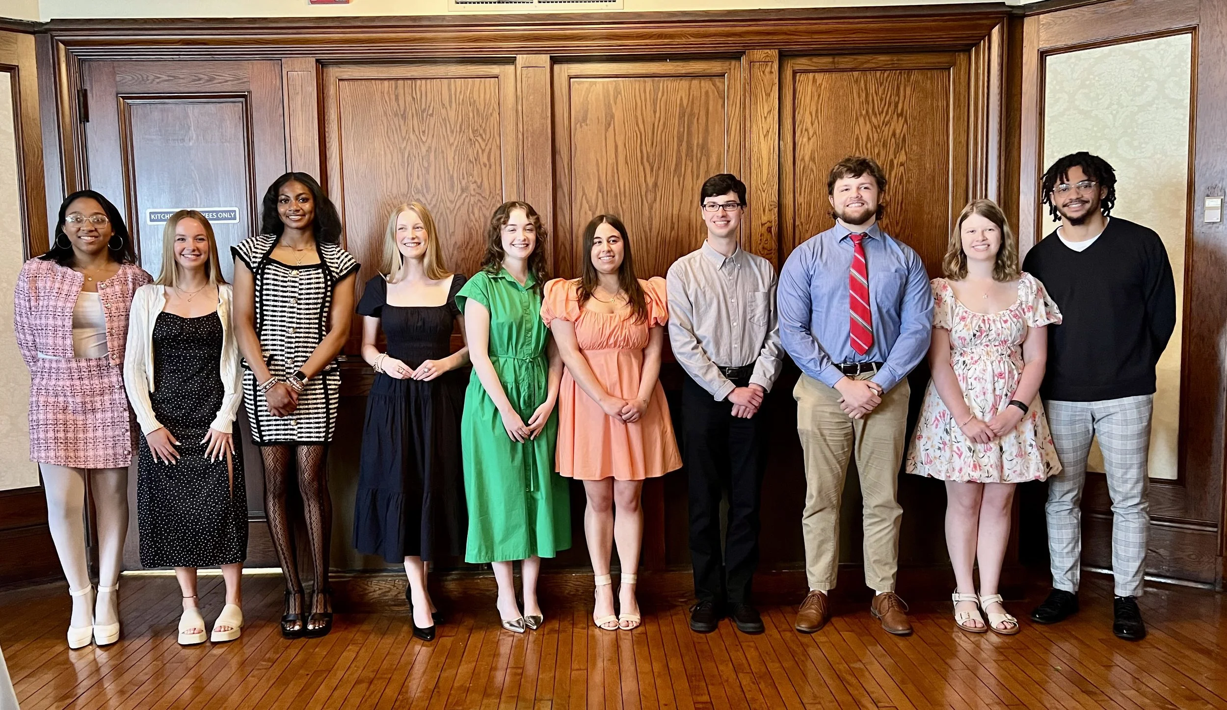 2025 winners Dasha McCary and Kortlyn Thomas along with other Akron Press Club scholarship winners