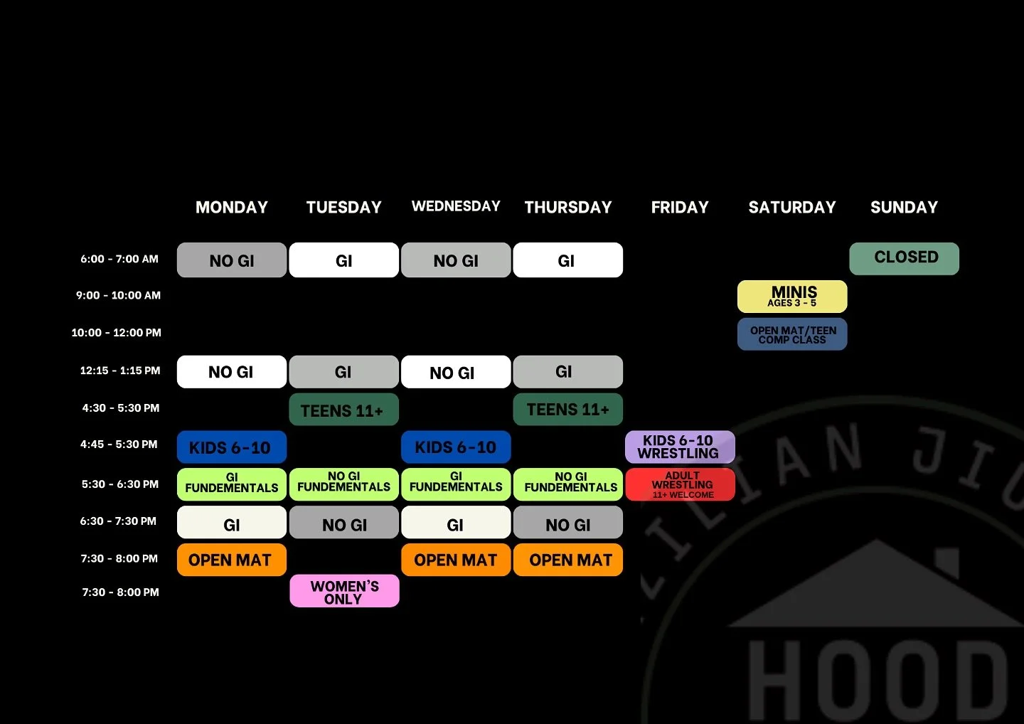 TAKE A SCREEN SHOT—NEW SCHEDULE πΈπ₯
Due to high demand and growing interest, we’re excited to announce the addition of new classes to our schedule and time changes.
NEW CLASSES:
•GI Fundamentals- Monday/Wednesday @5:30-6:30pm &