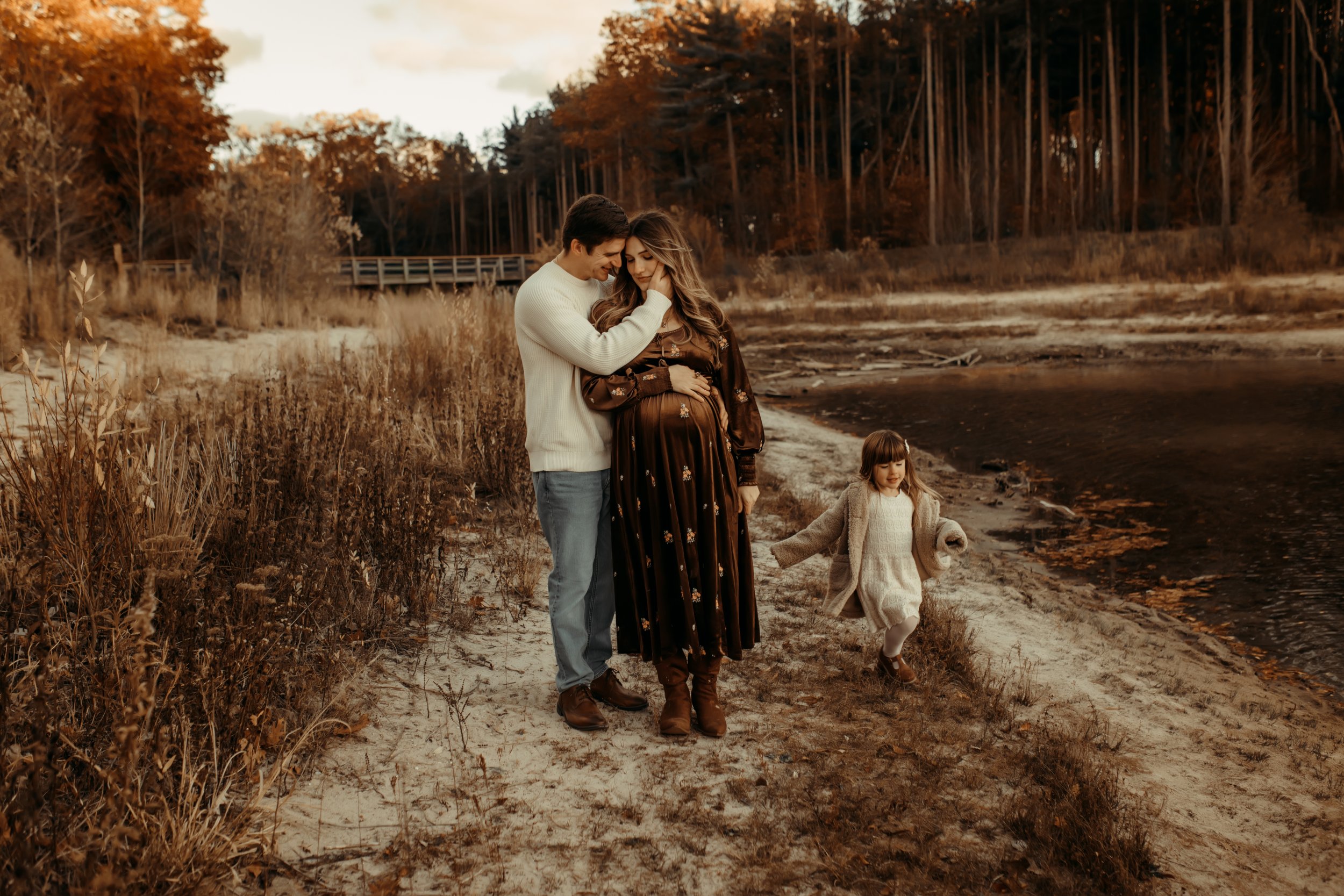 Family maternity session at Riley Trails in Holland, Michigan