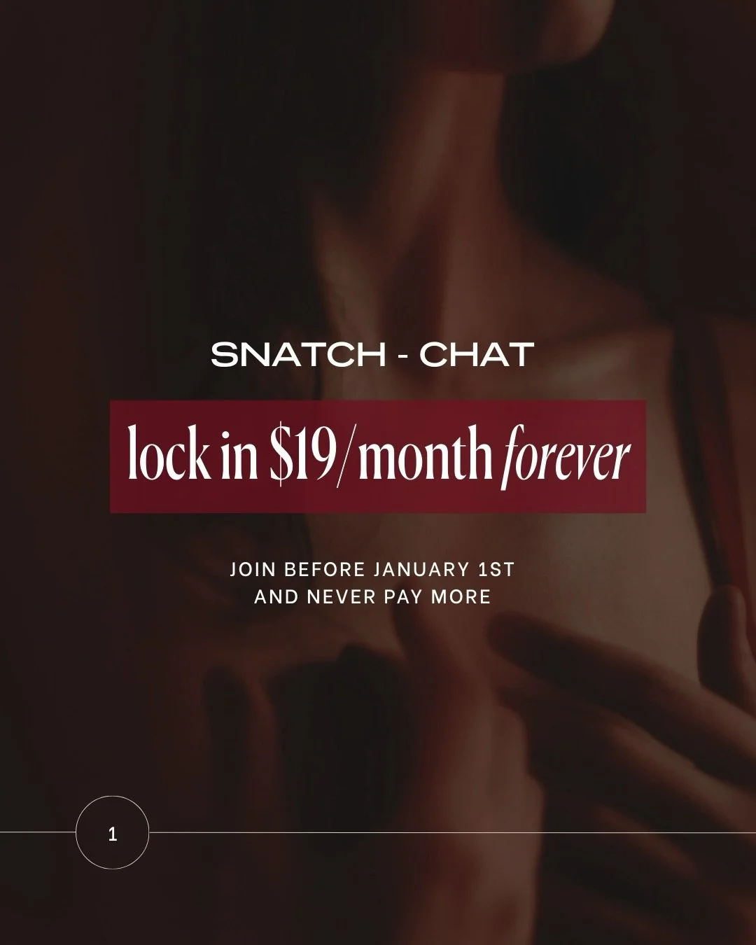 have you heard the news??

starting january 1st, snatch-chat will officially be $29/month and include everything: all programs, expert Q&amp;As, past recordings, and our private community across fertility, sex, pregnancy, postpartum, and motherhood.
