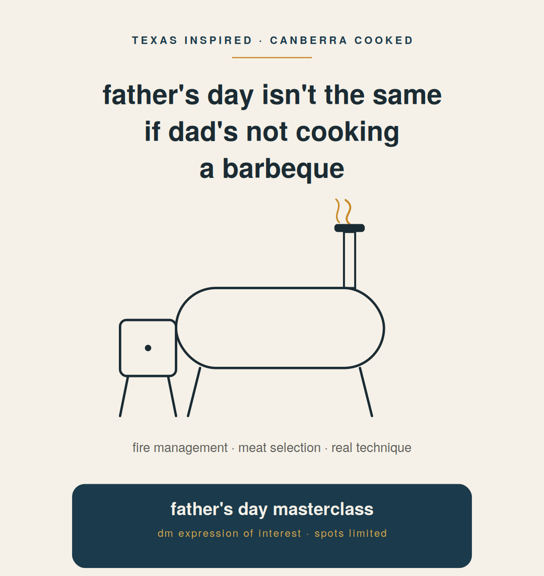 Fathers Day Masterclass -  Sunday 30 August
