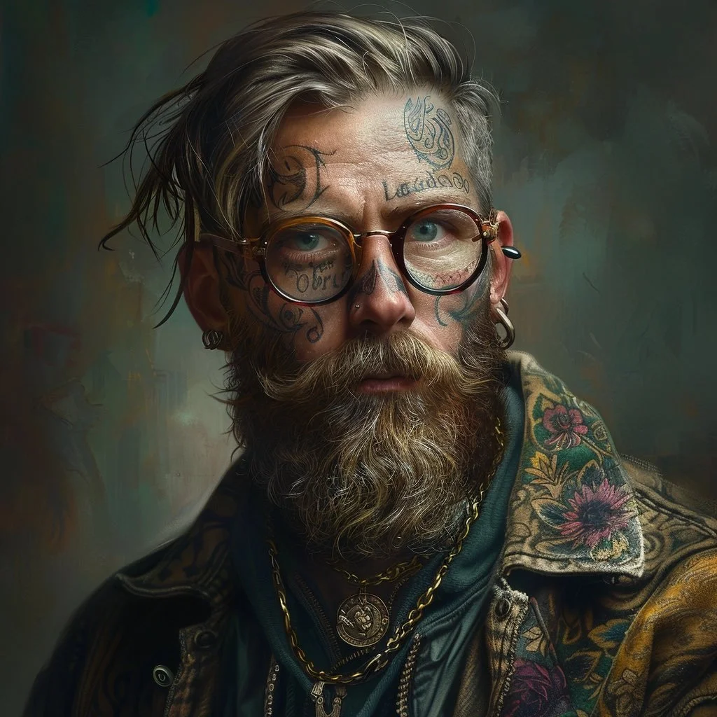 Nerdy Tattooed Biker