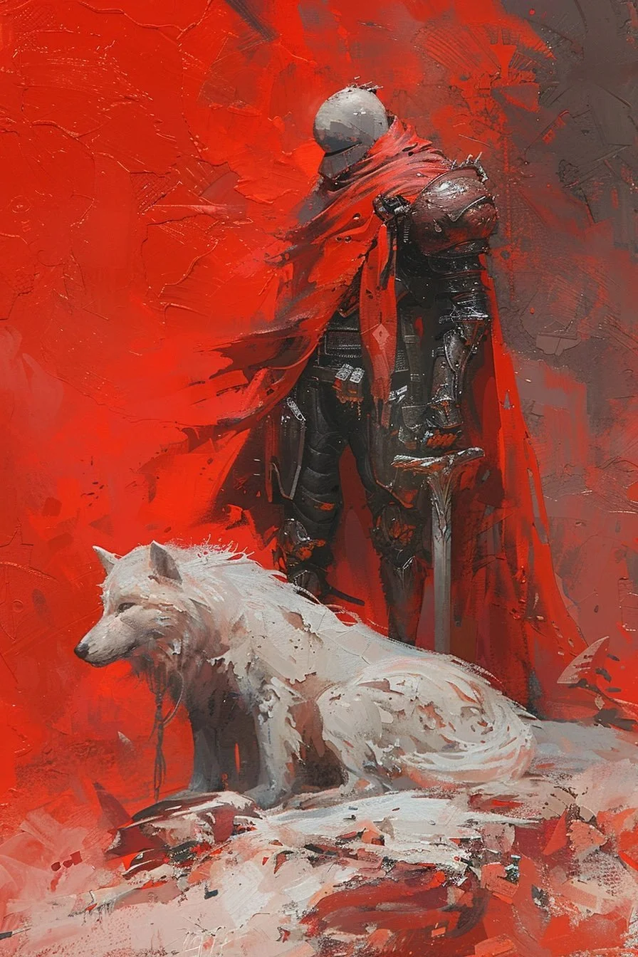 Nycolas the Red and his White Wolf