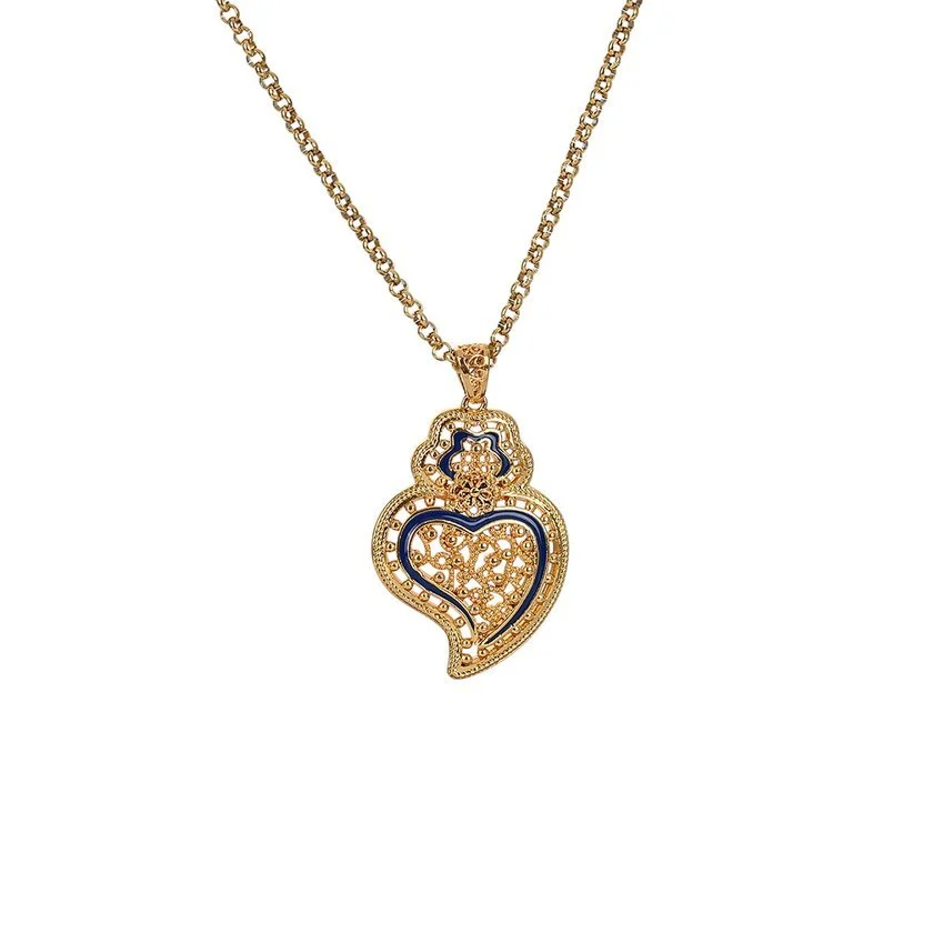 Heart of Viana Necklace in Stainless Steel with Blue Enamel