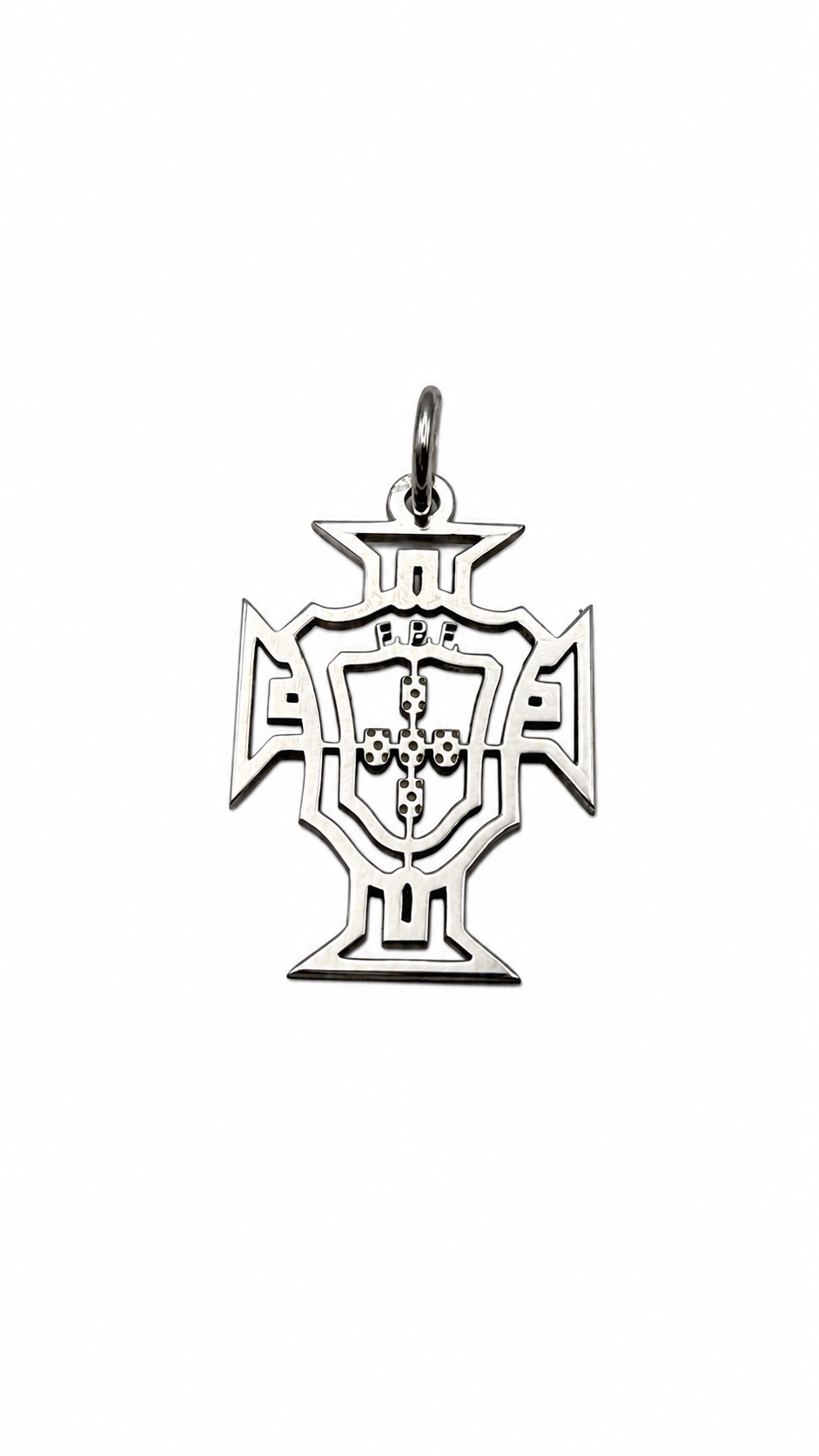 Portuguese Football Cross Pendant – Solid 925 Sterling Silver | Portugal Coat of Arms