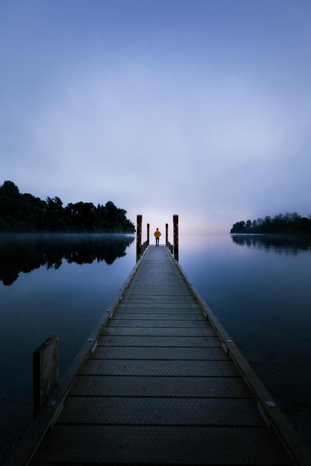 Lake Mapourika with Man