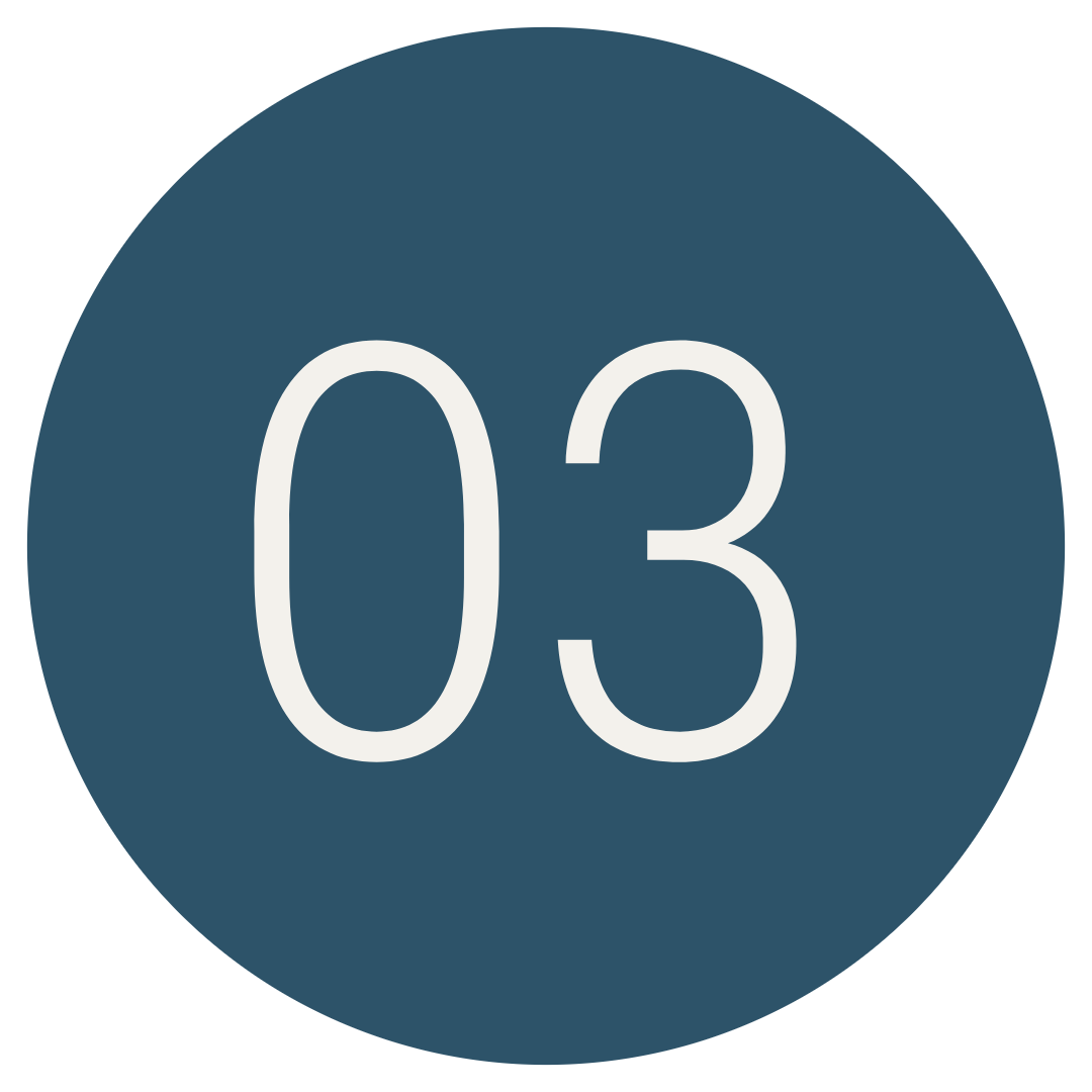 Dark blue colored circle with "03" in the center.