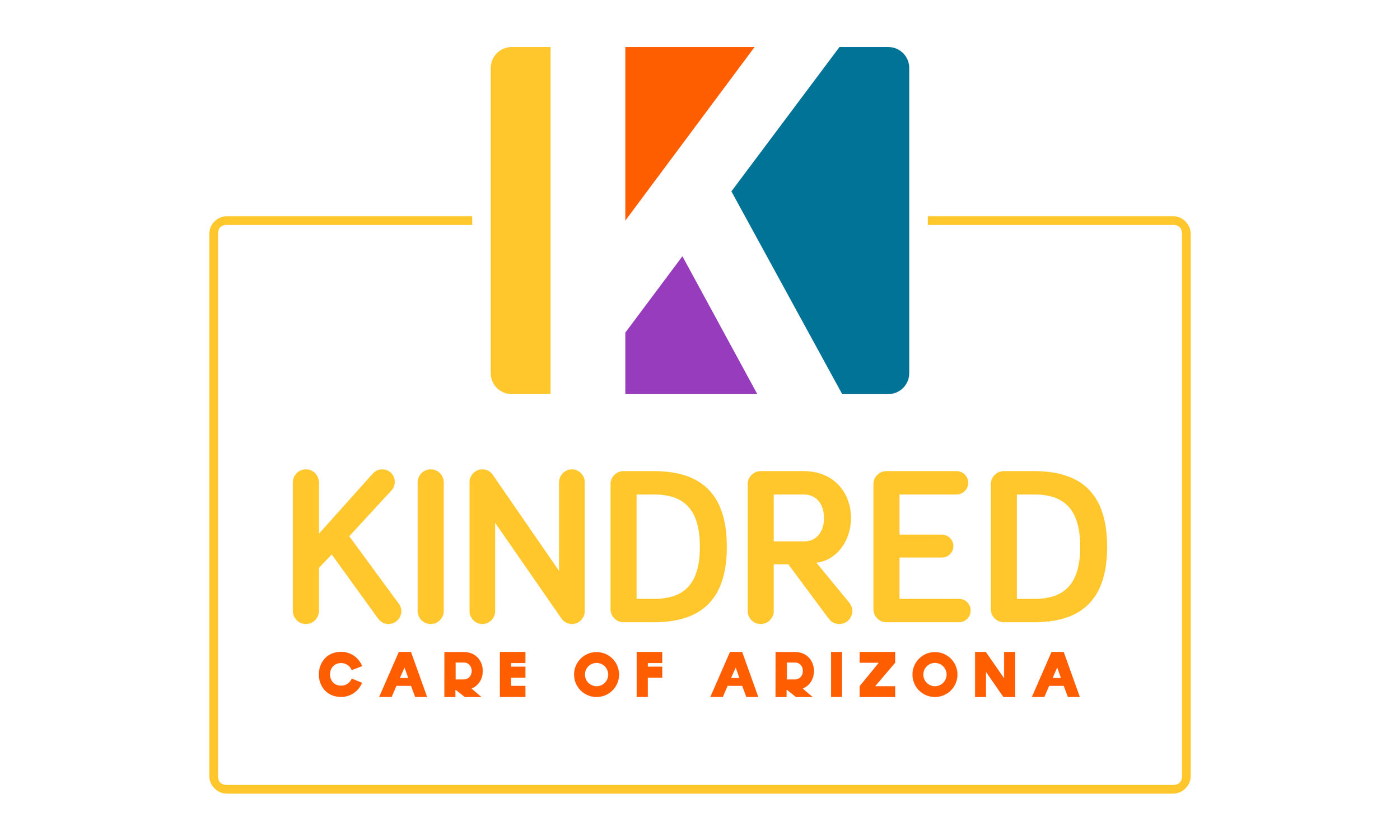 Logo for KidRed, a child care organization in Arizona, featuring a stylized multicolored letter K and yellow, orange, and purple text.