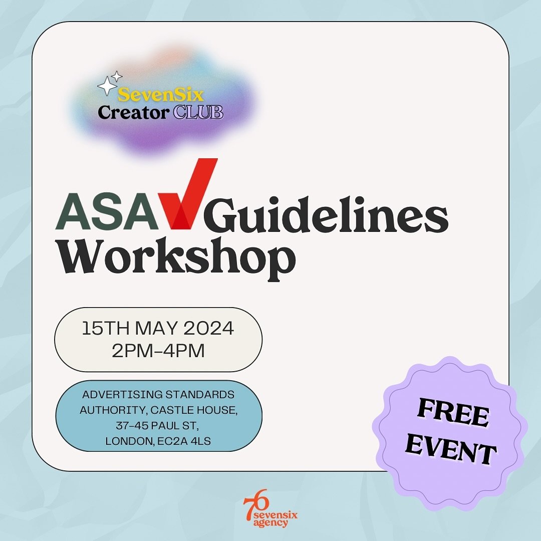 Ever been confused about when to use #AD? Unsure where to start when it comes to ASA guidelines? We&rsquo;ve got you!

Join us for an afternoon at the @advertisingstandards HQ for a workshop all about ASA guidelines, how to navigate them and what to 