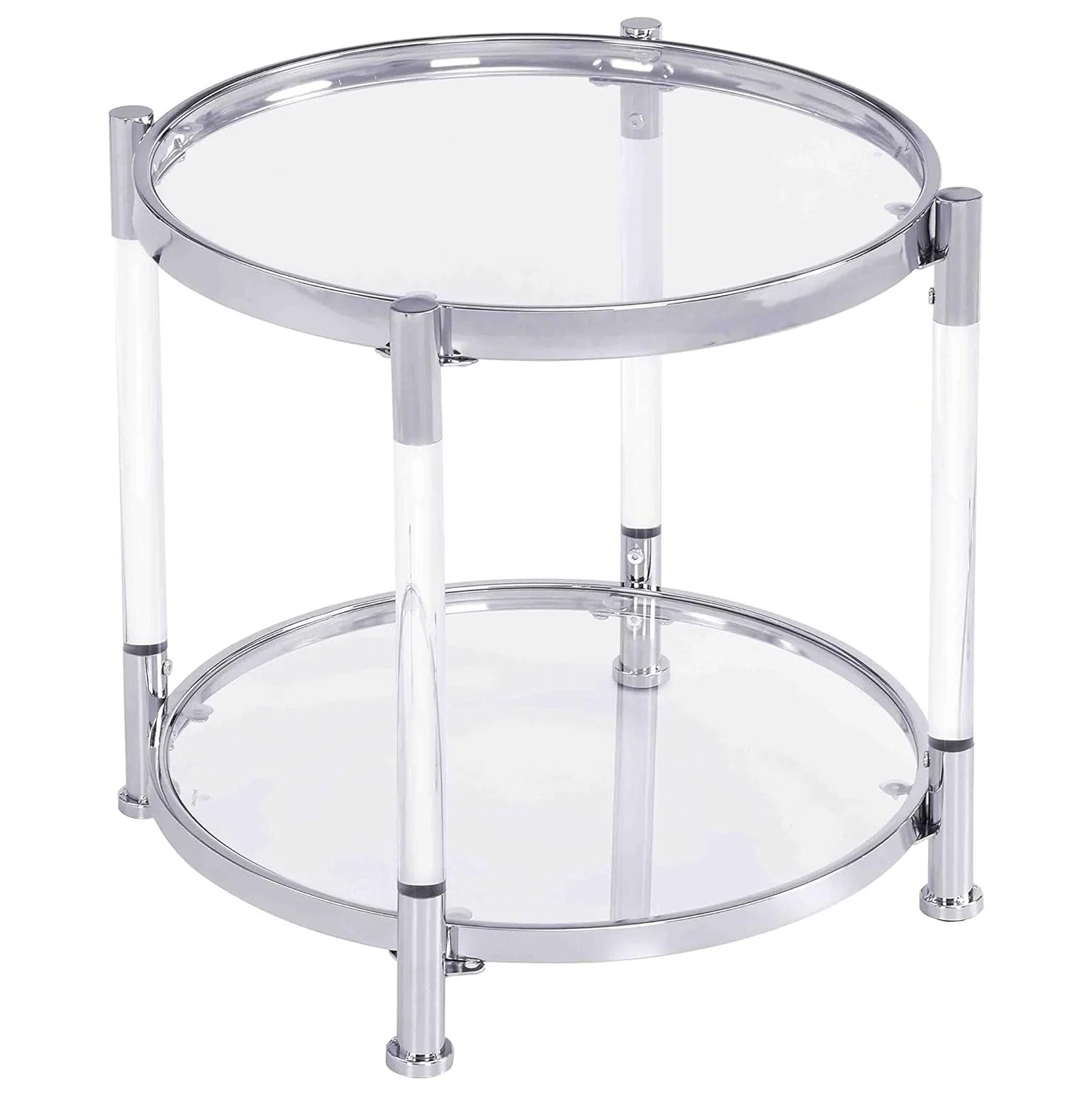 Modern Silver Glass Round Side Table