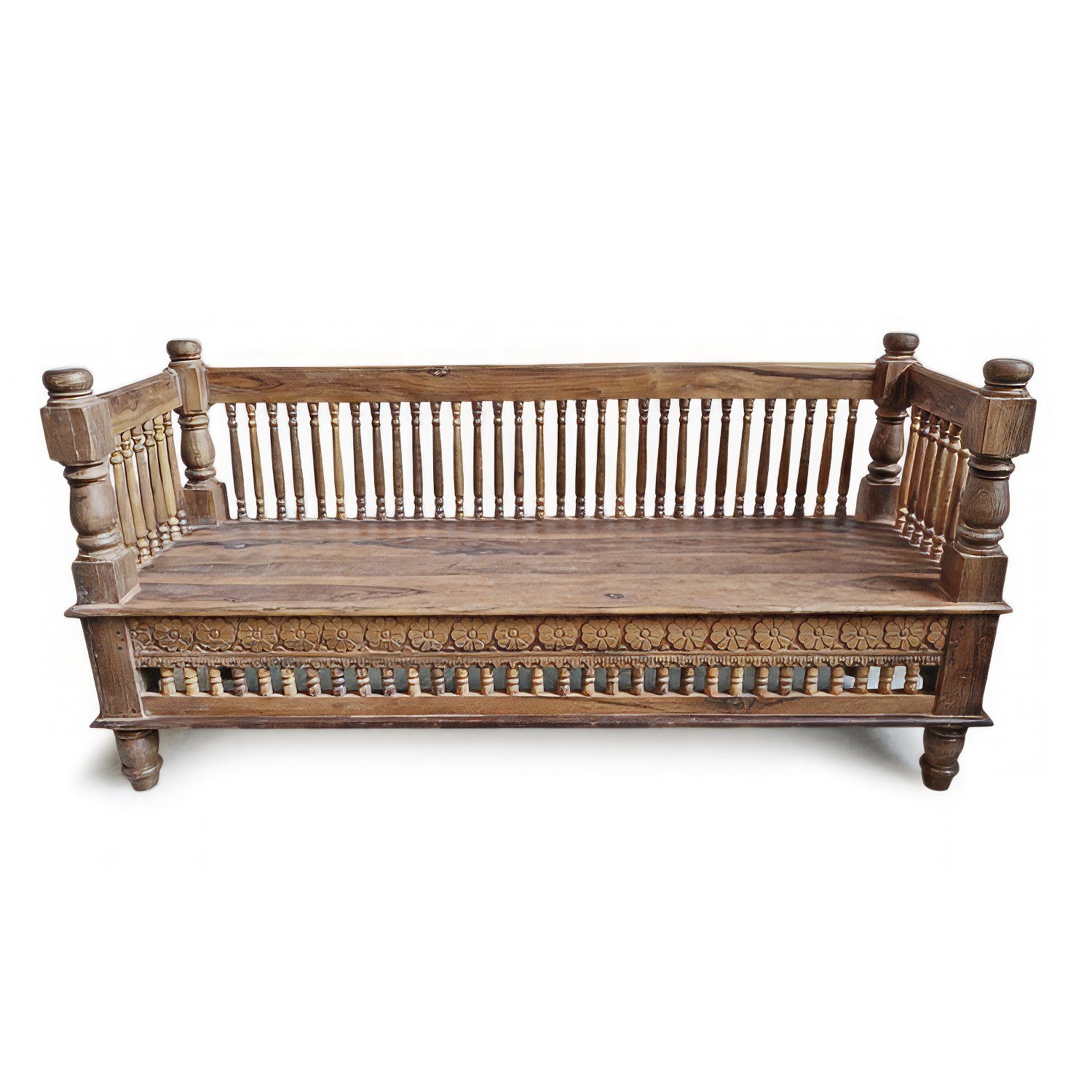 Zara Natural Spindle Bench for rent in Los Angeles