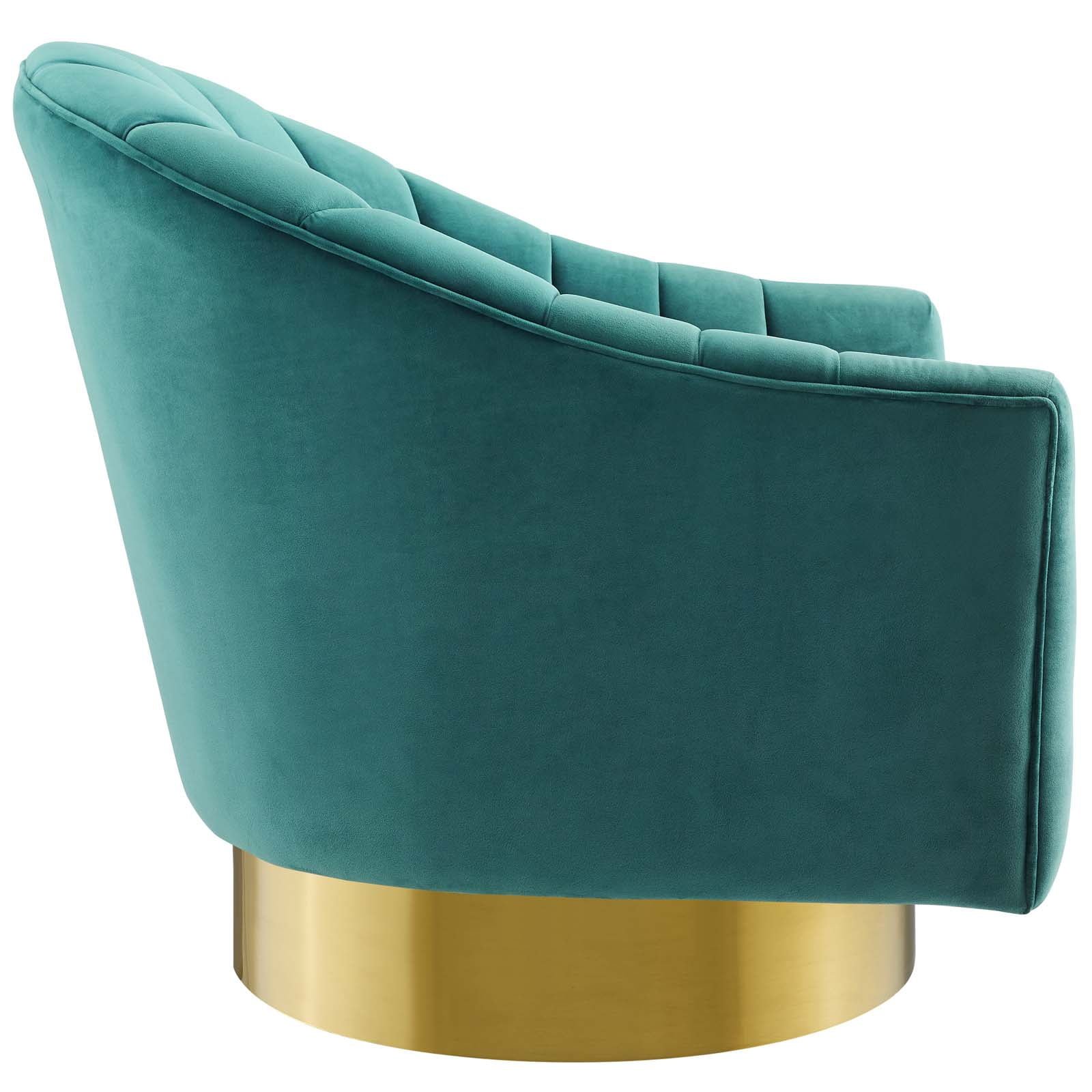 Luxurious Teal Velvet Swivel Chair for Rent for Events in Los Angeles, California