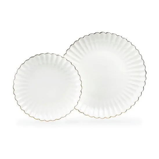 Willow White Shell Plate with Gold Trim Set.jpg