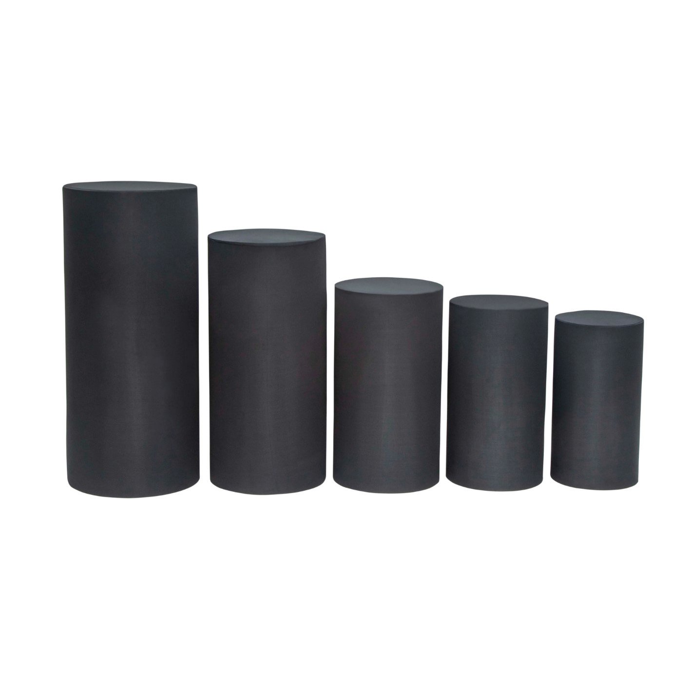 black Modern cylinder pedestal for event rental in Los Angeles